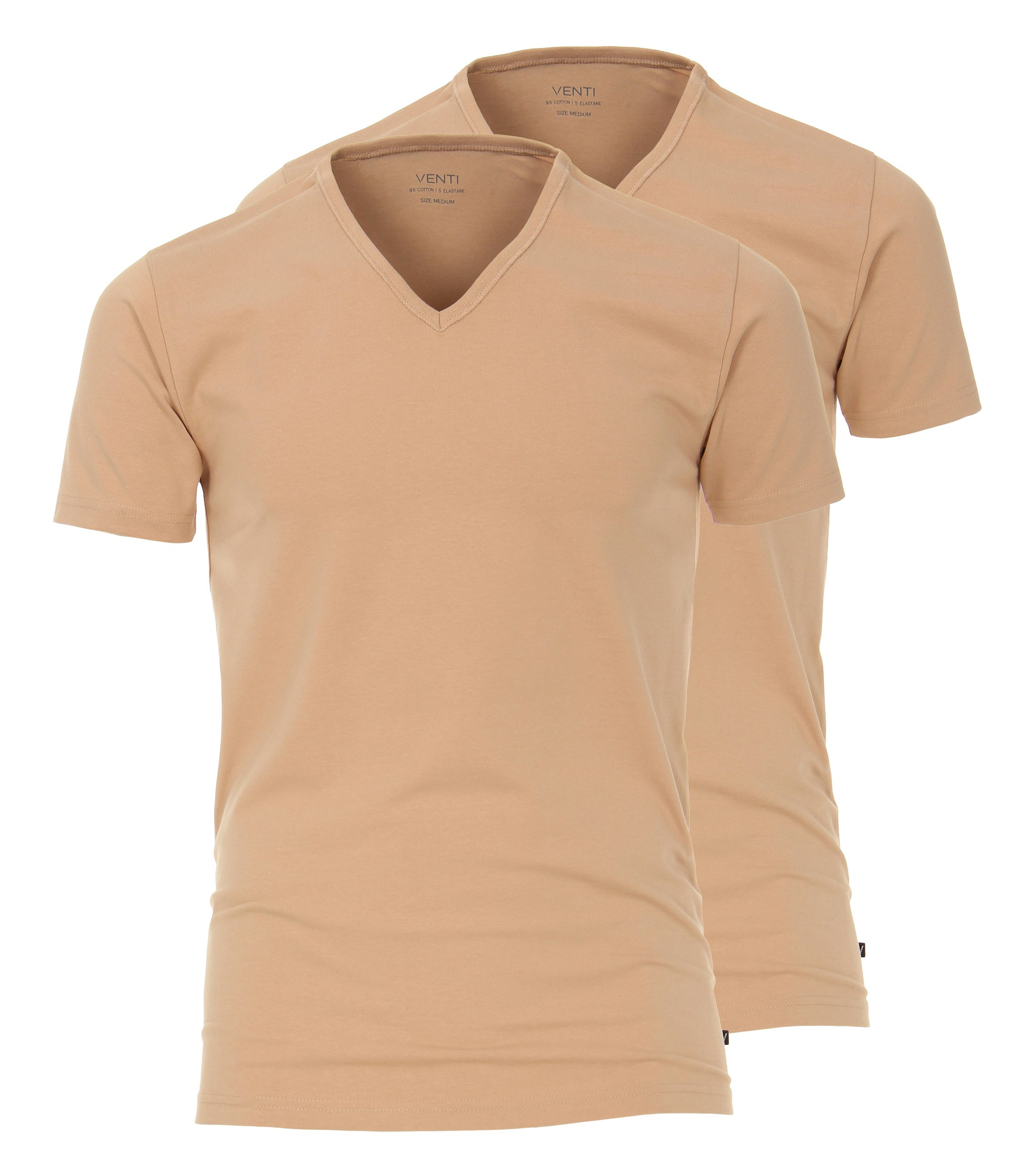 Ein T-Shirt im uni Muster in der Farbe Beige