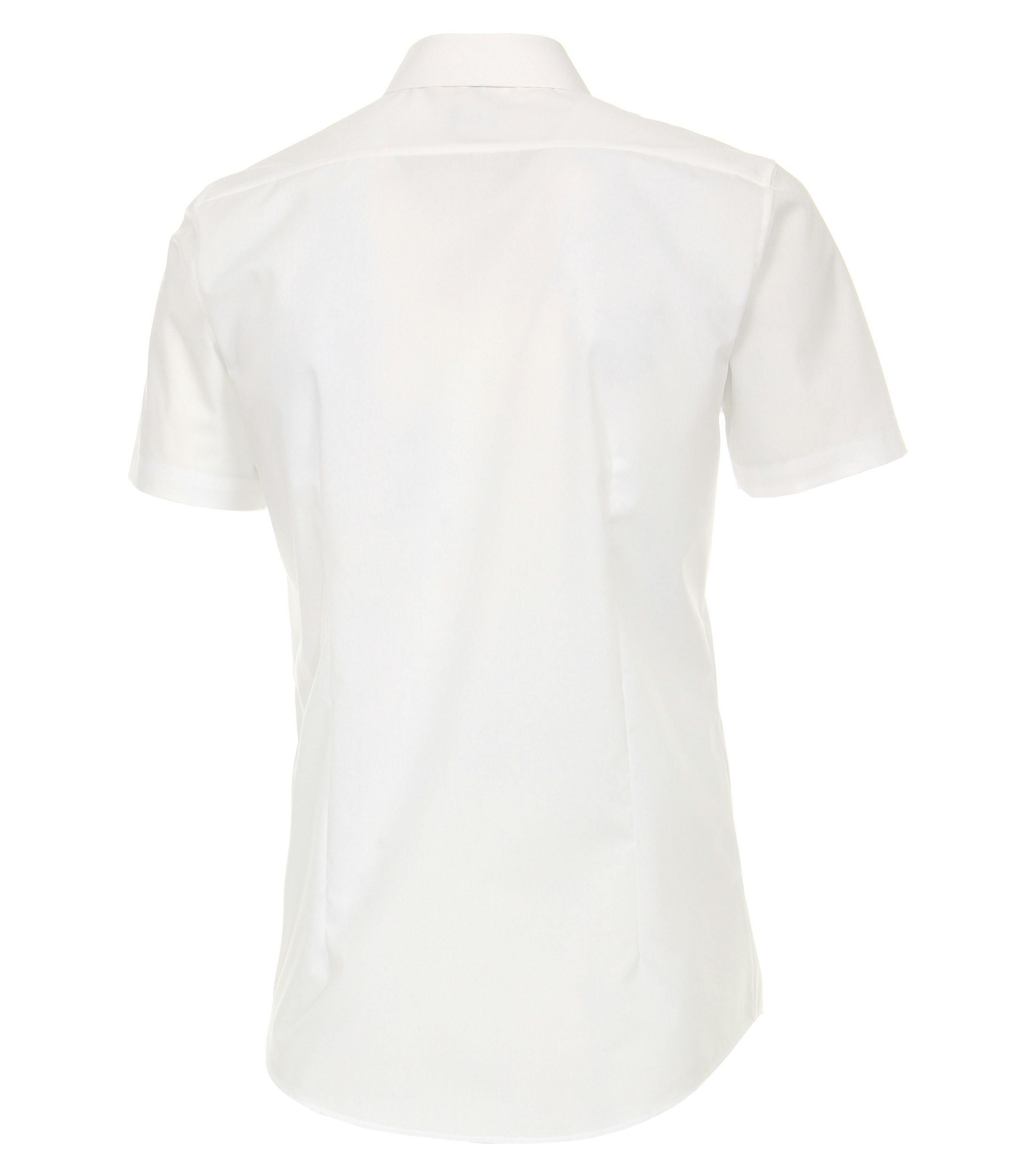 Das Model trägt ein Businesshemd im uni Muster in der Farbe Weiß