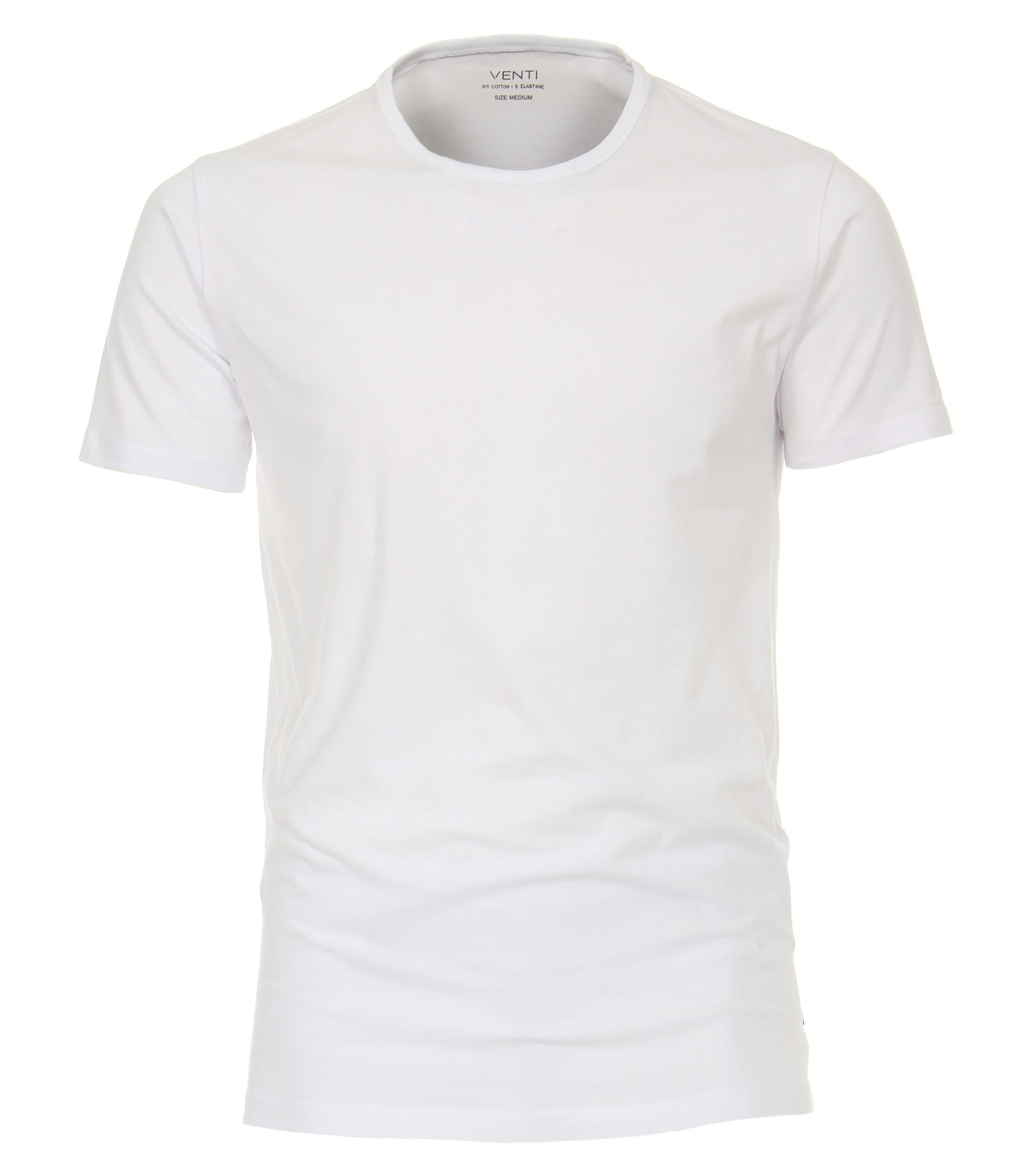 Das Model trägt ein TShirt im uni Muster in der Farbe Weiß