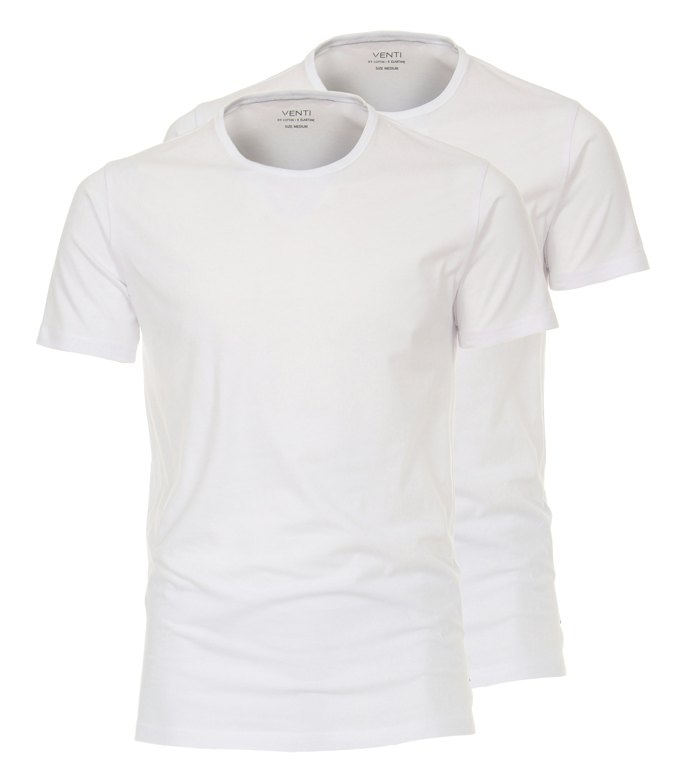 Das Model trägt ein TShirt im uni Muster in der Farbe Weiß