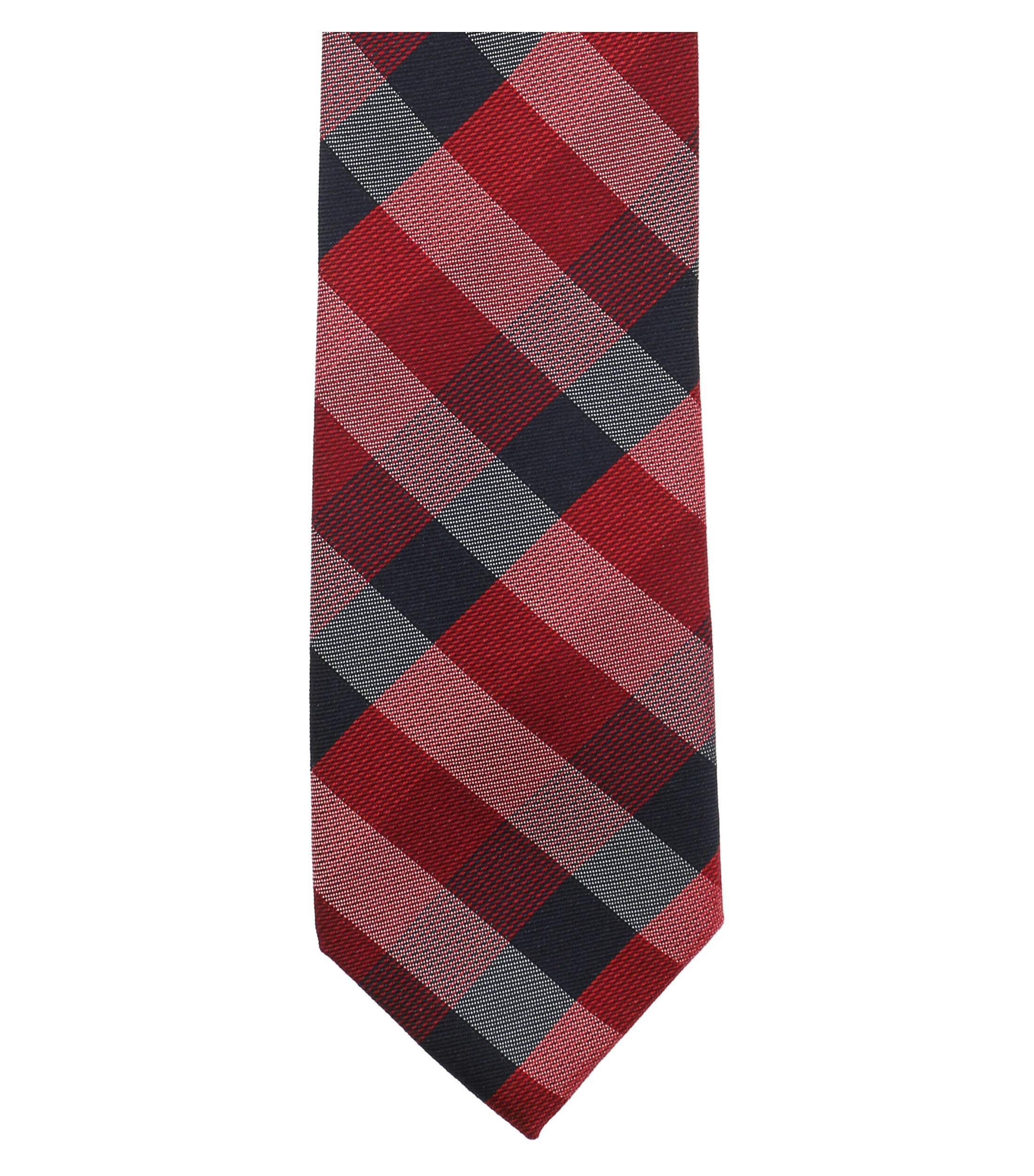 Ein Krawatte im kariert Muster in der Farbe sattes Rot