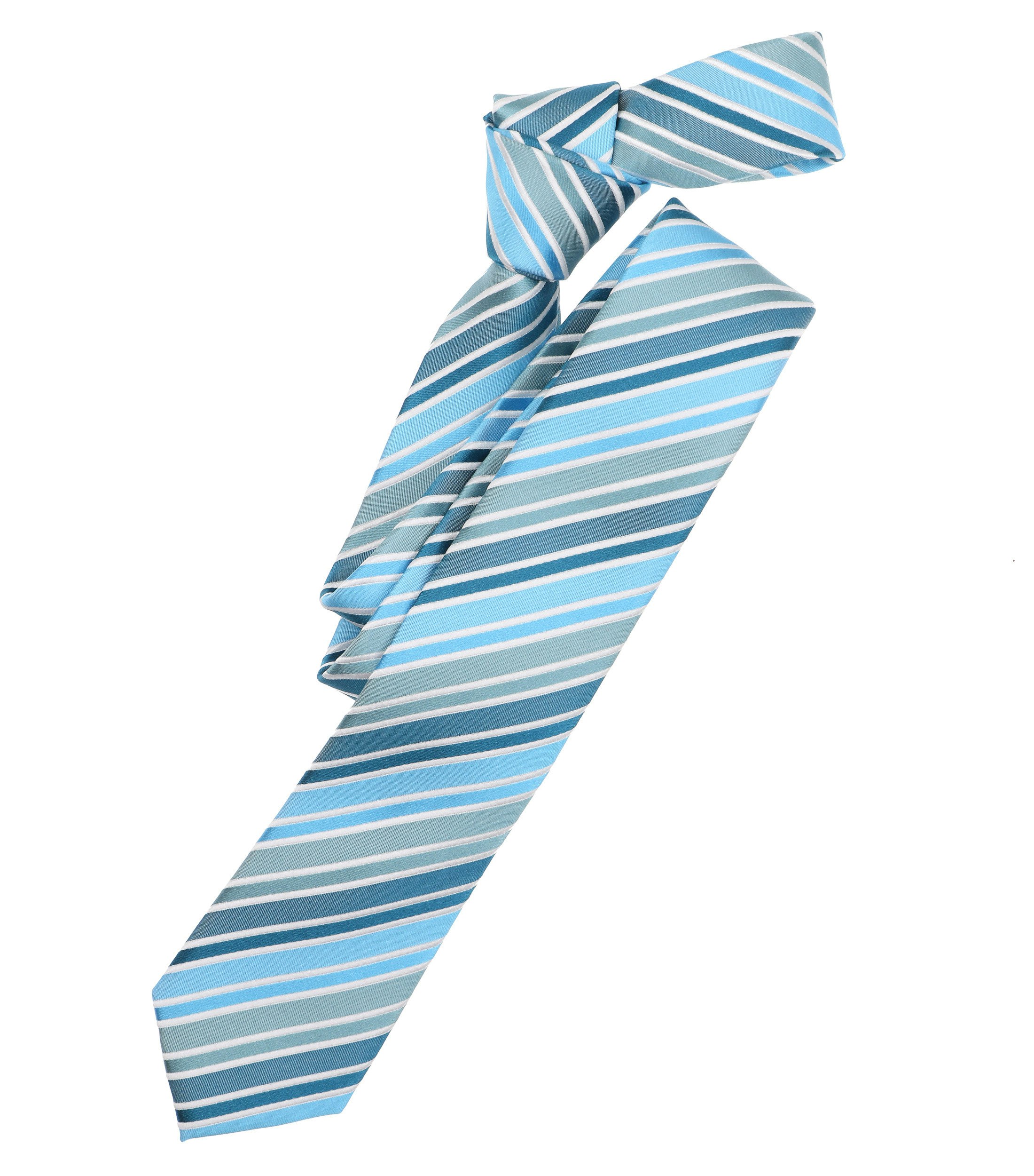 Ein Krawatte im gestreift Muster in der Farbe Türkis