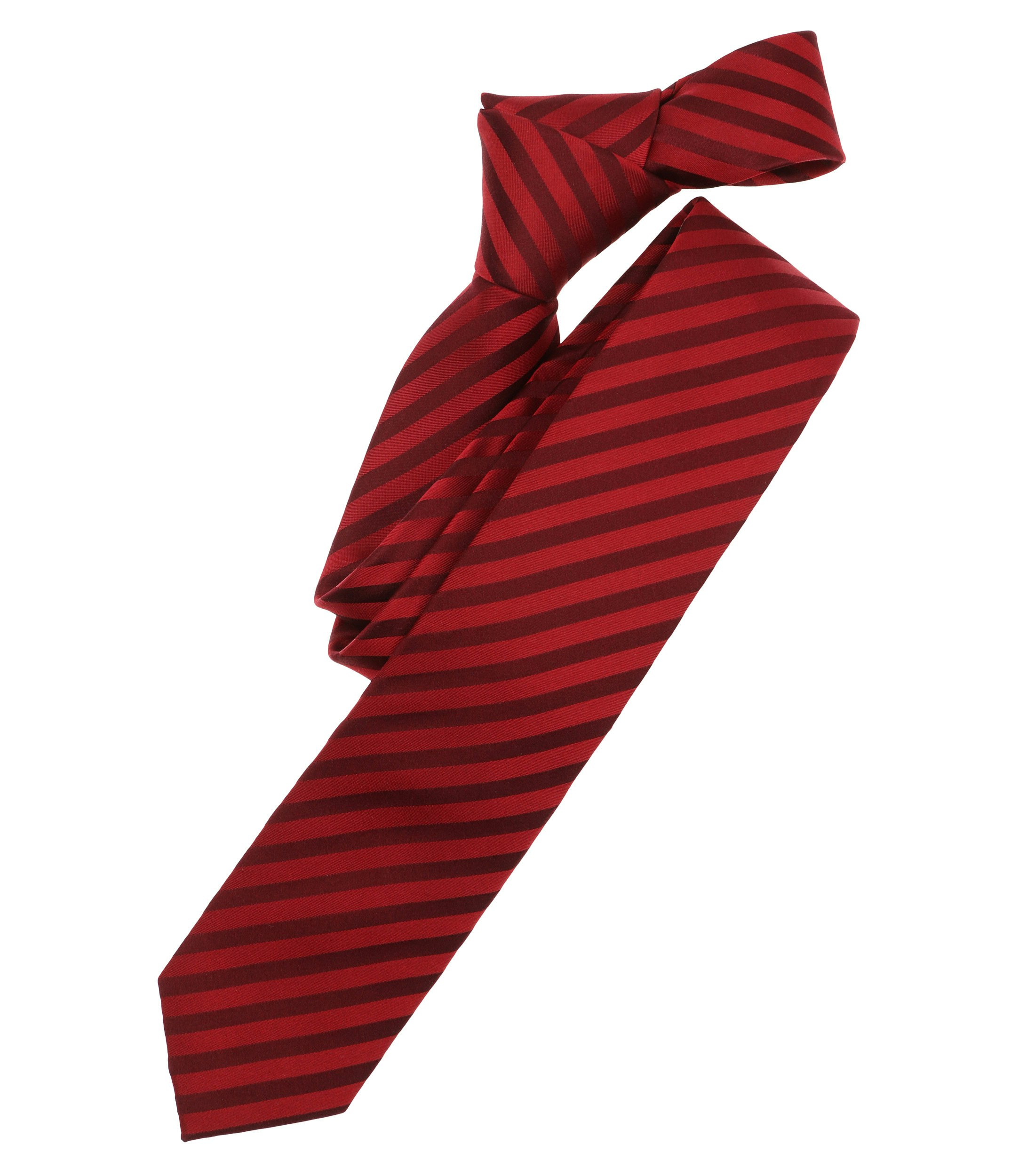 Ein Krawatte im gestreift Muster in der Farbe Rot