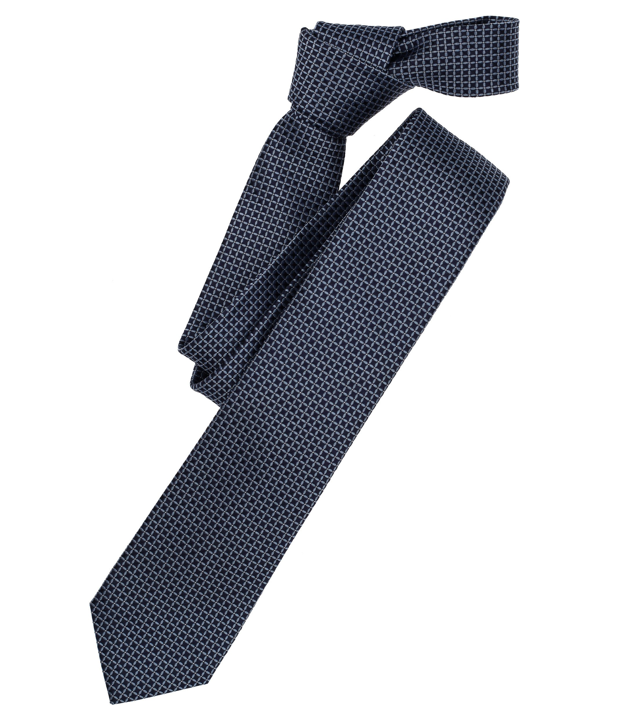 Ein Krawatte im gemustert Muster in der Farbe dunkles Mittelblau