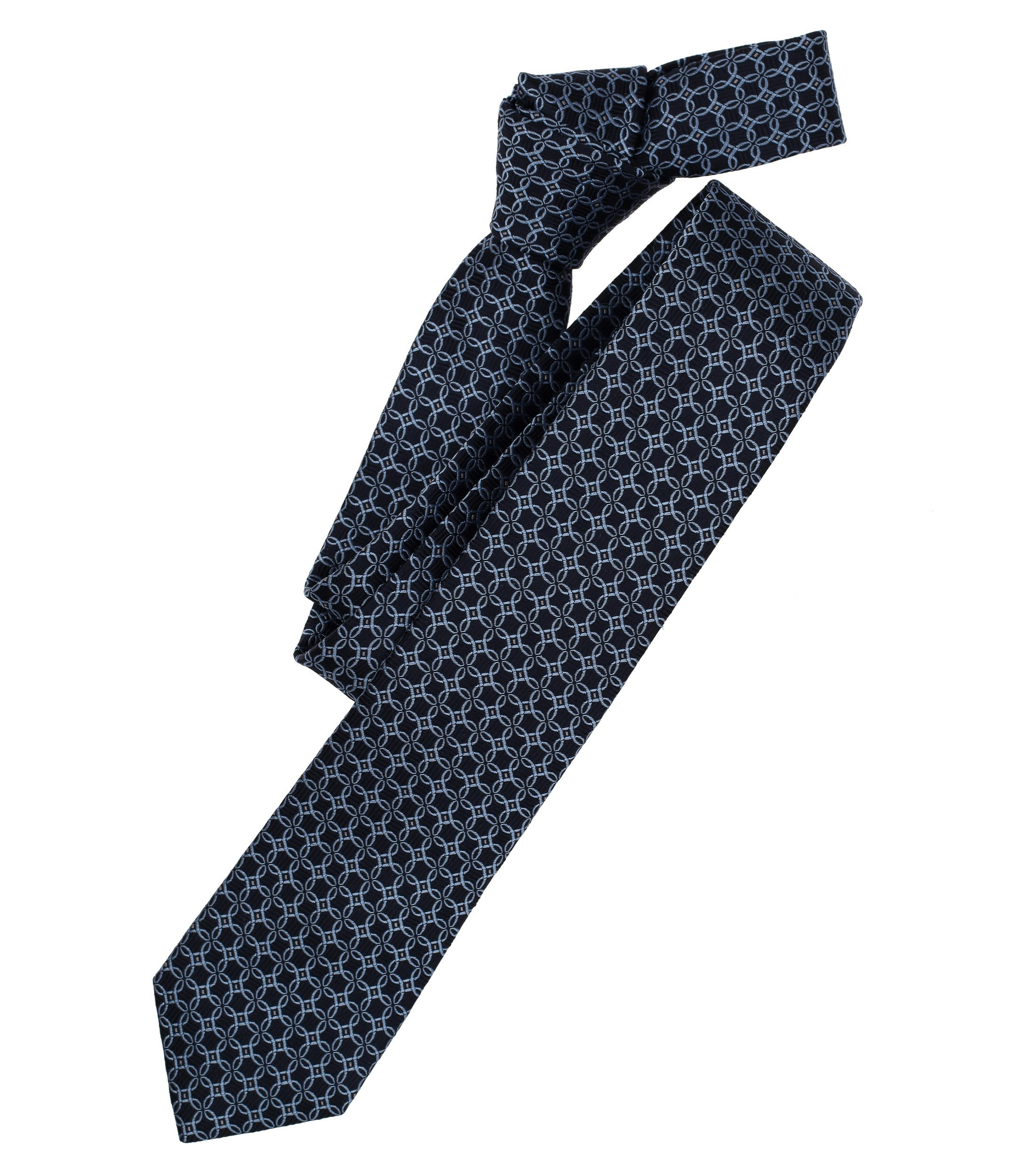 Ein Krawatte im gemustert Muster in der Farbe sattes Mittelblau