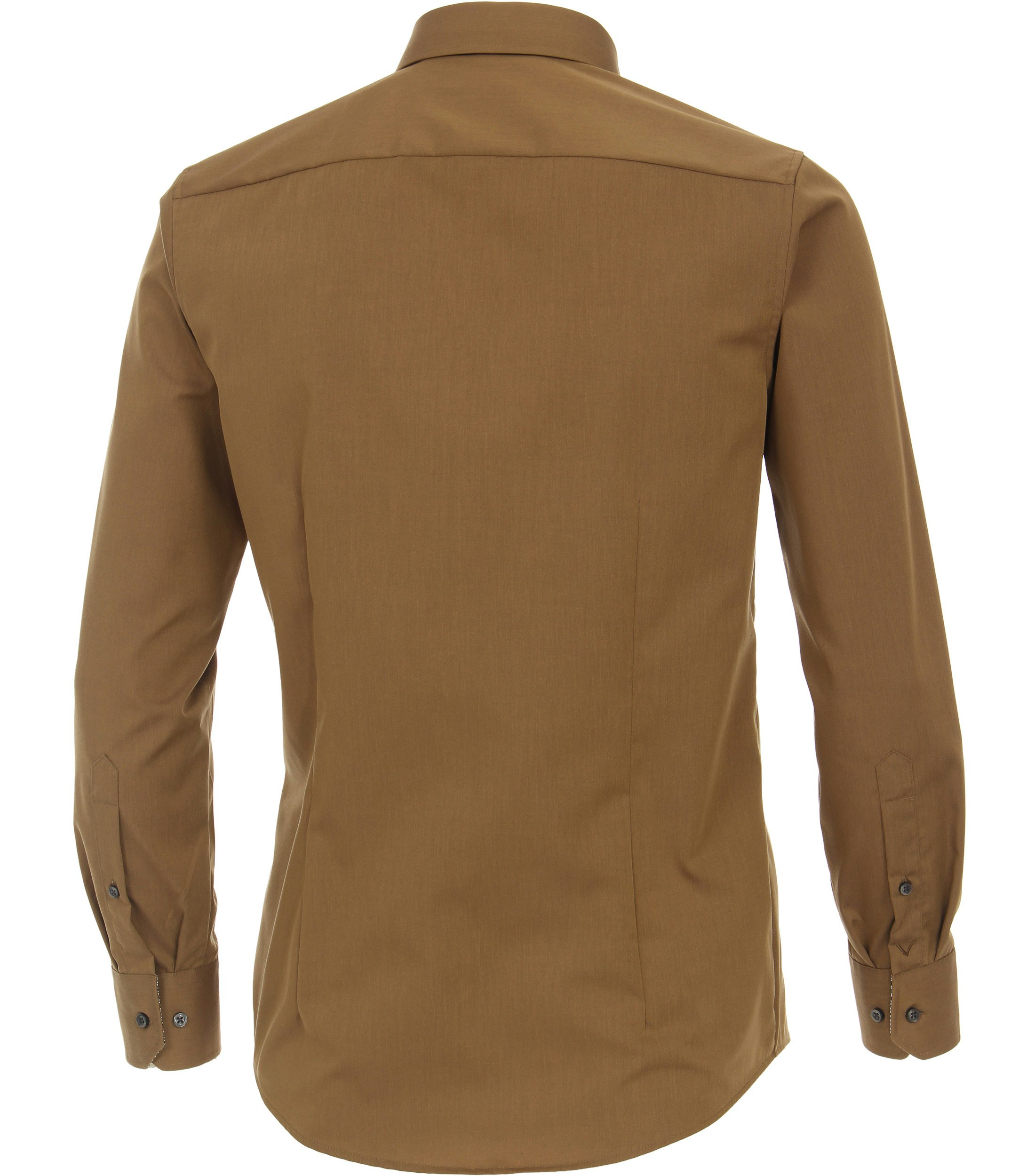 Das Model trägt ein Businesshemd im uni Muster in der Farbe Senfgelb