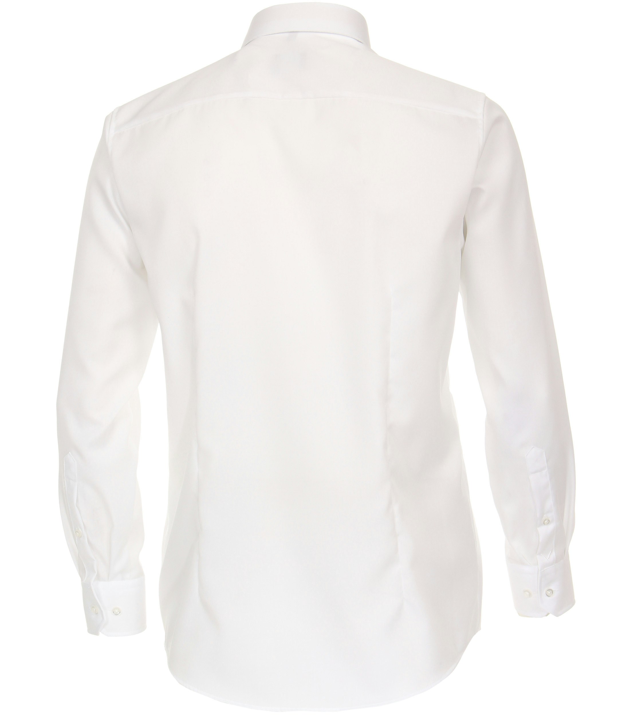 Das Model trägt ein Businesshemd im uni Muster in der Farbe Weiß