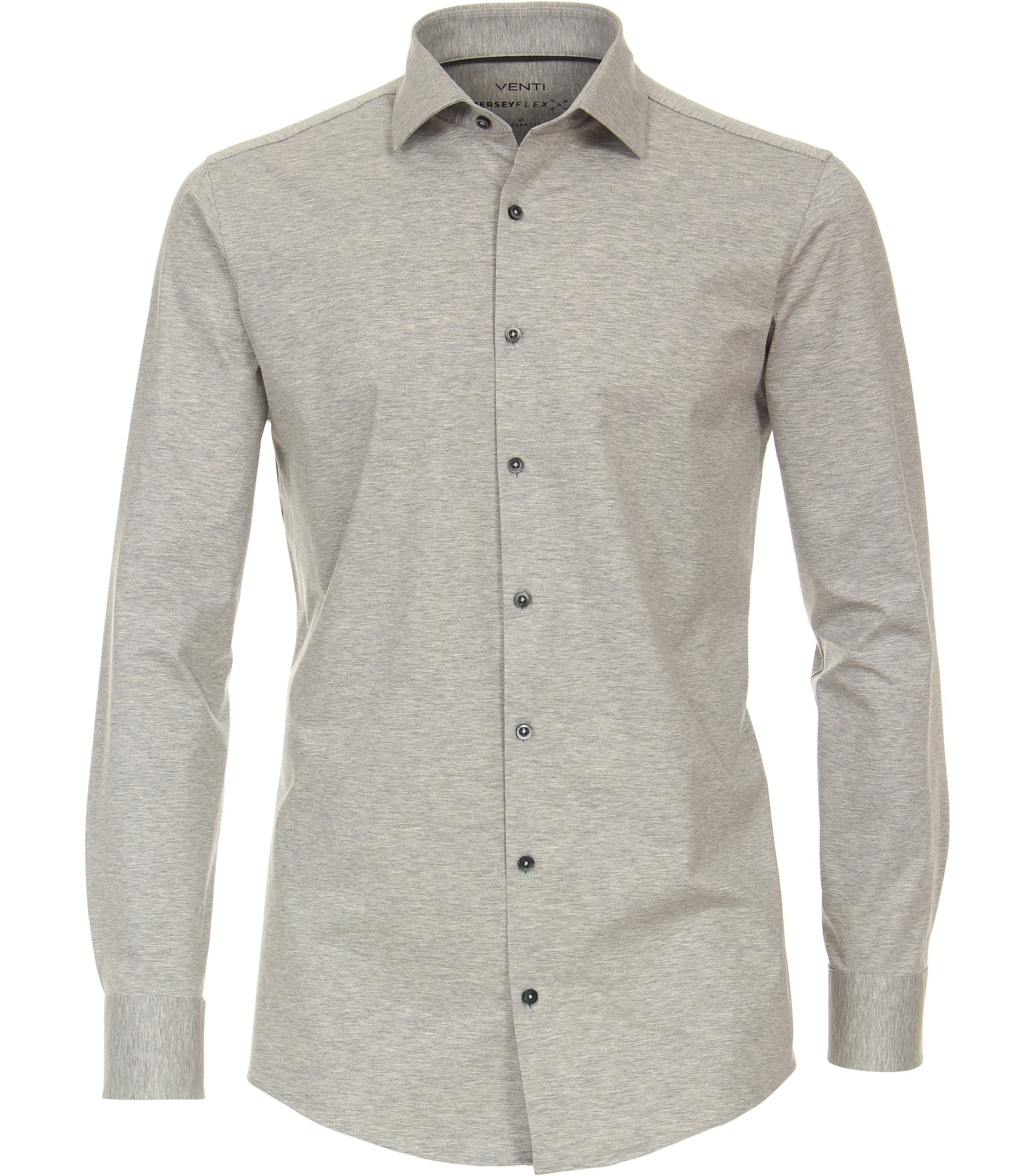 Das Model trägt ein Businesshemd im uni Muster in der Farbe Hellgrau