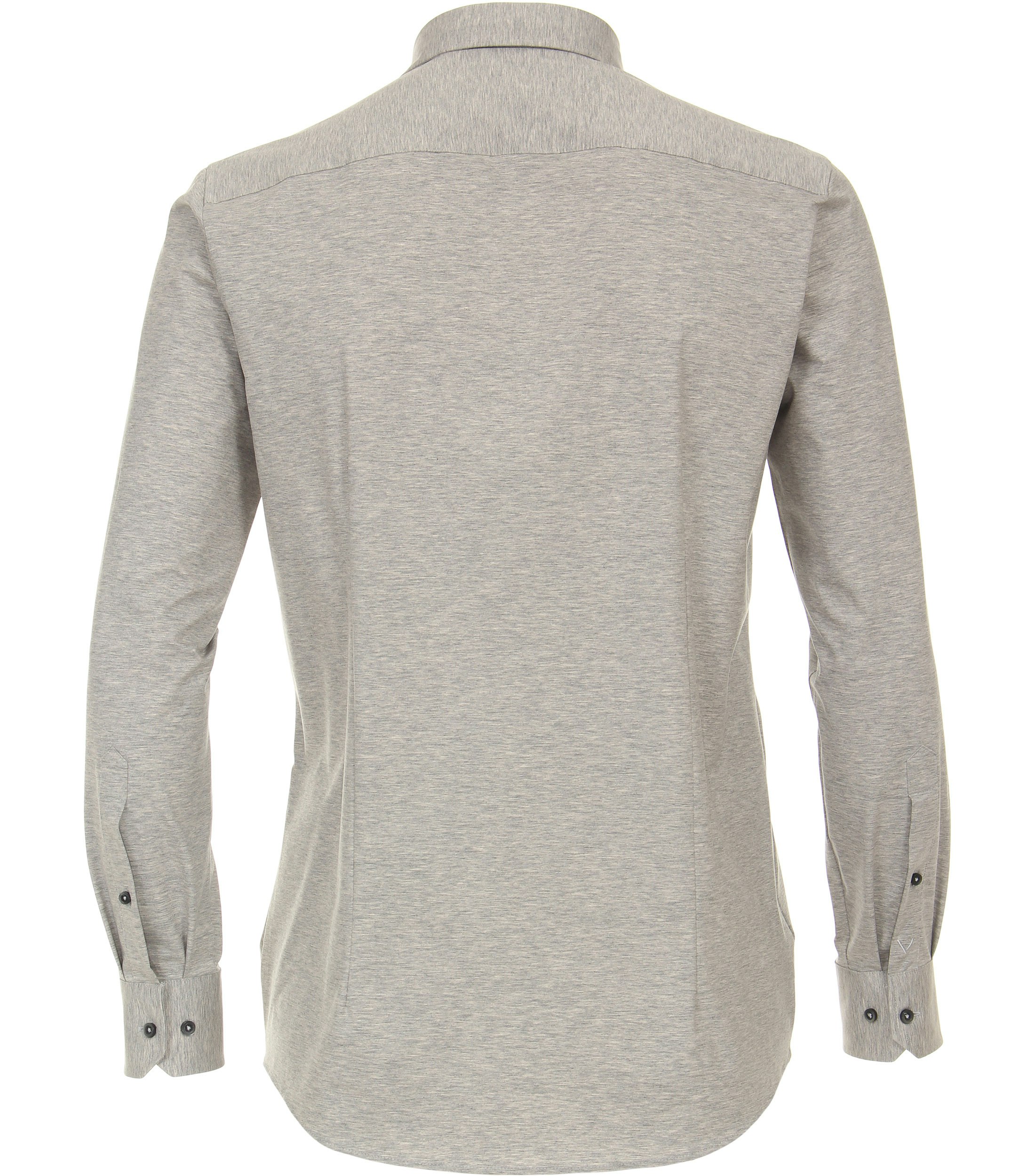 Das Model trägt ein Businesshemd im uni Muster in der Farbe Hellgrau