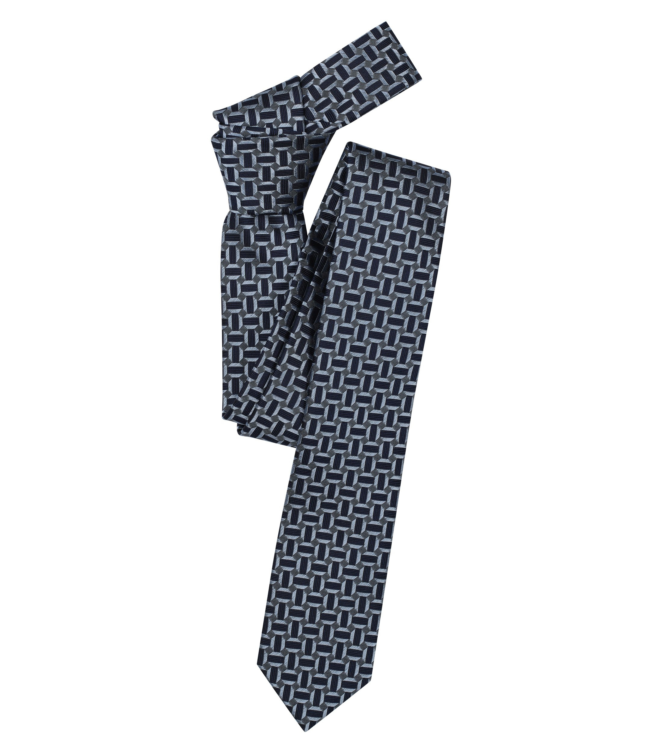 Ein Krawatte im gestreift Muster in der Farbe sattes Dunkelblau