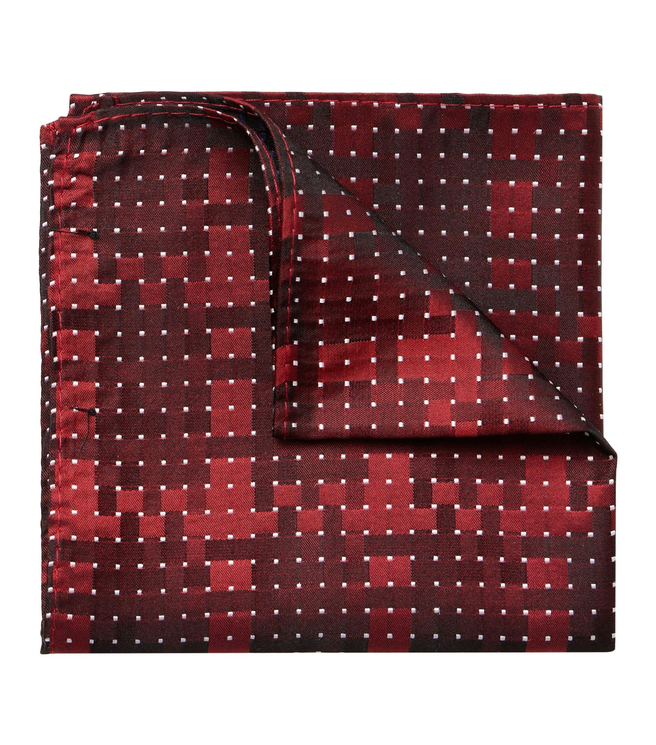 Eine Fliege und Einstecktuch im gemustert Muster in der Farbe Rot