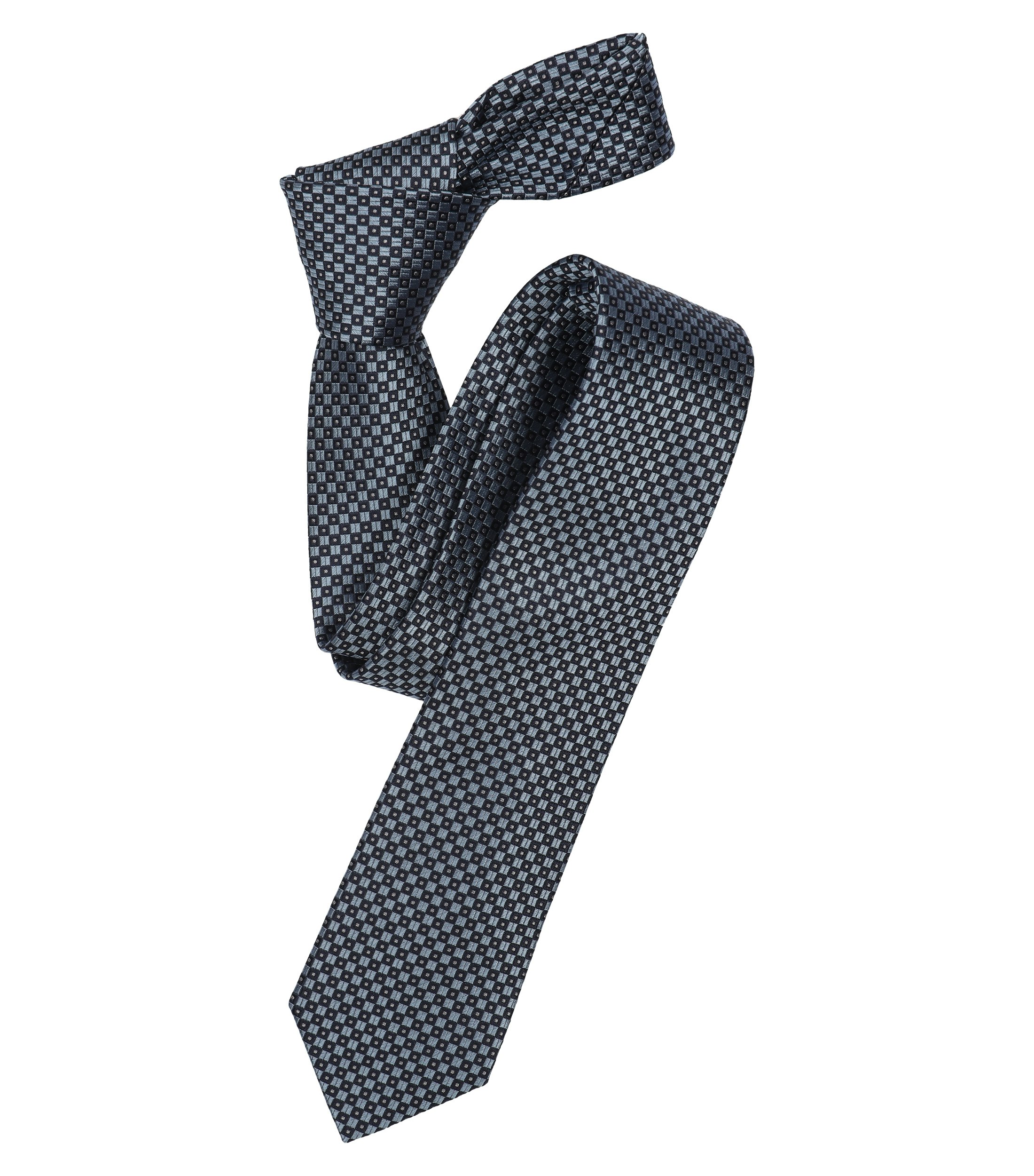 Ein Krawatte im gemustert Muster in der Farbe sattes Mittelblau