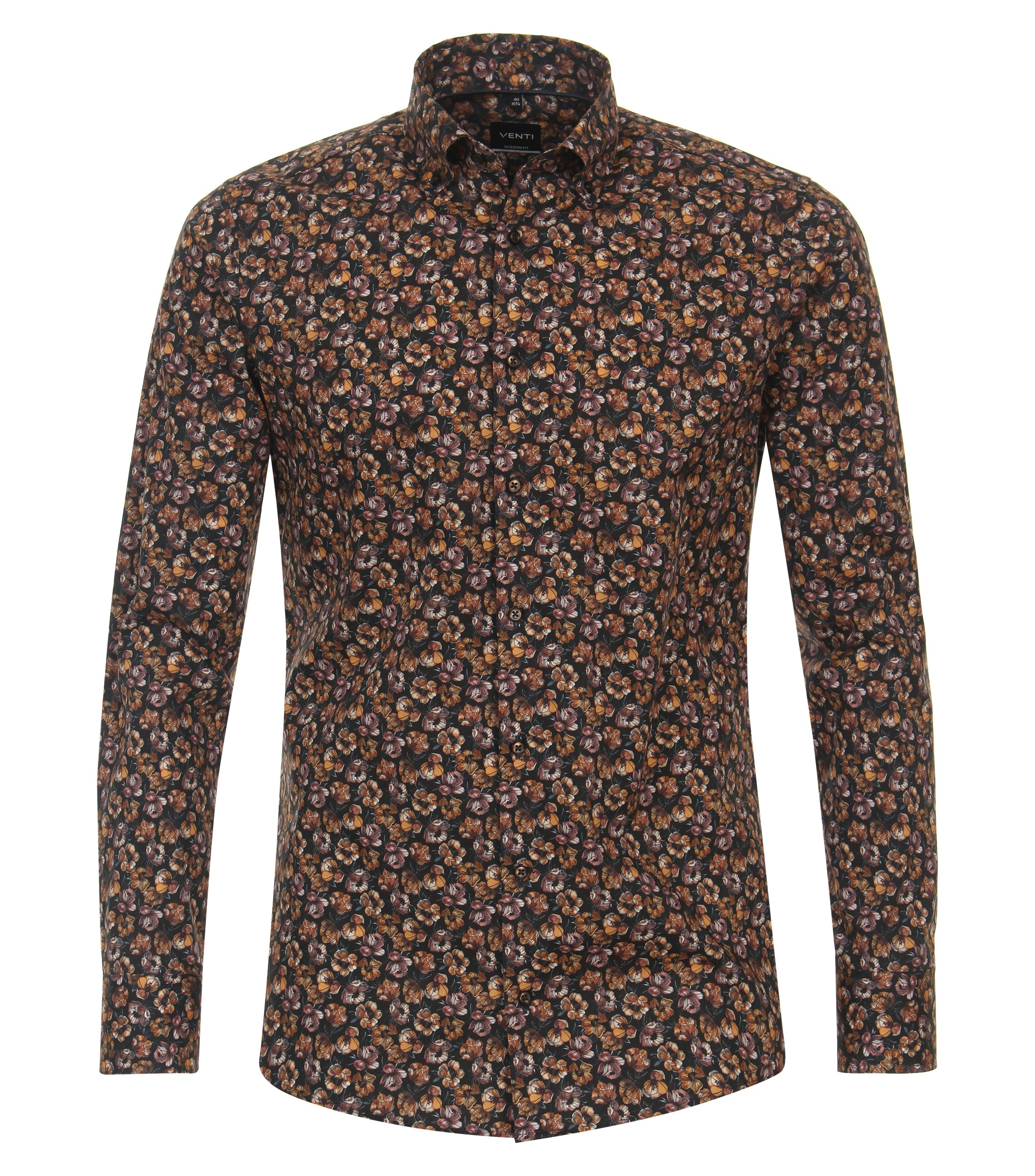 Ein Businesshemd im Print Muster in der Farbe Dunkelorange
