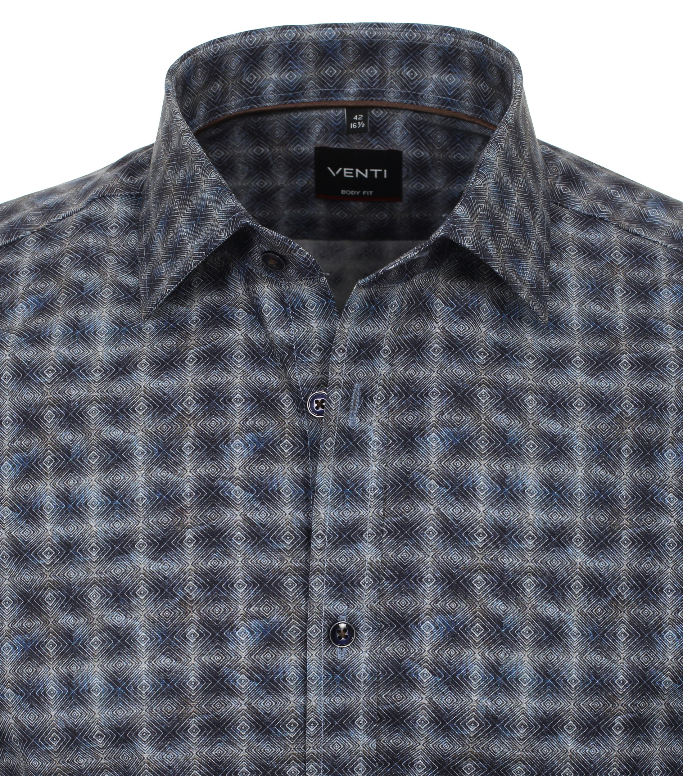 Ein Businesshemd im Print Muster in der Farbe graues Dunkelblau