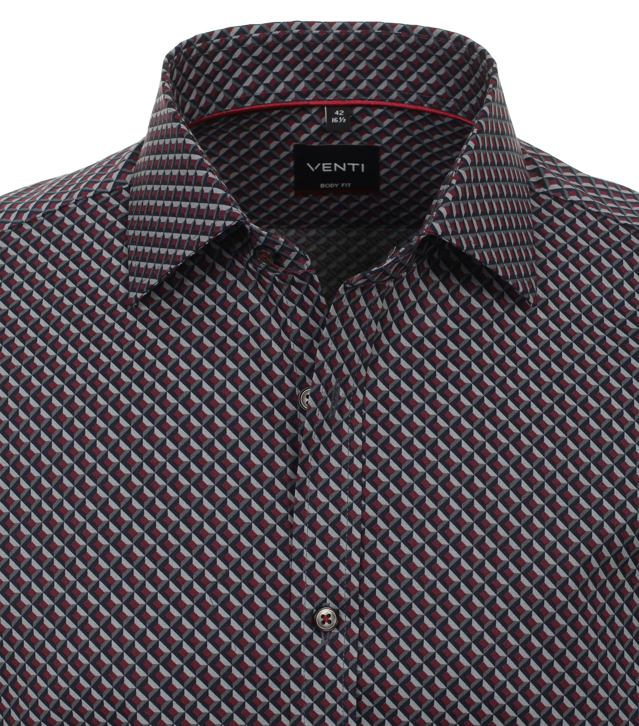 Ein Businesshemd im Print Muster in der Farbe Dunkelrot