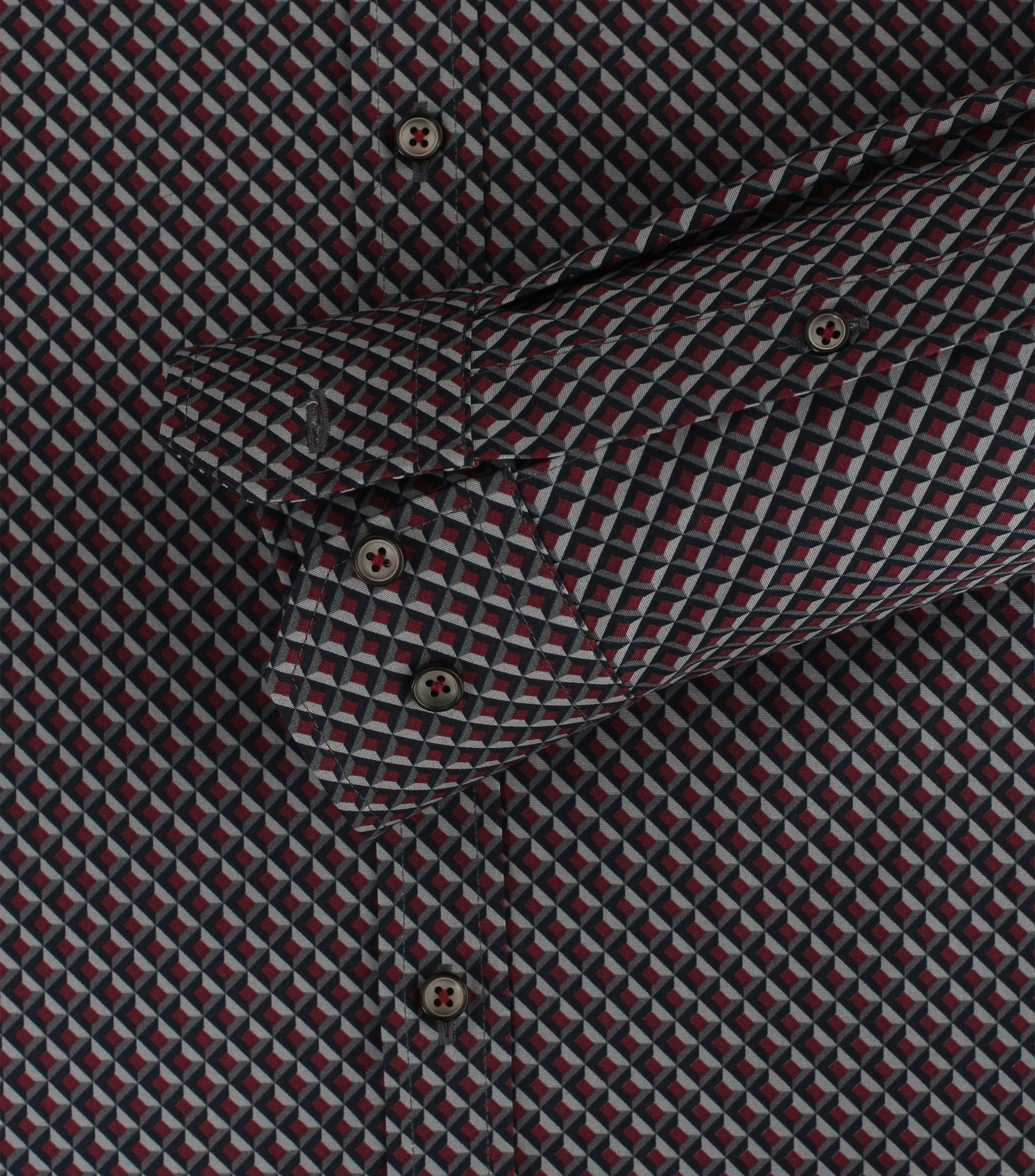 Ein Businesshemd im Print Muster in der Farbe Dunkelrot