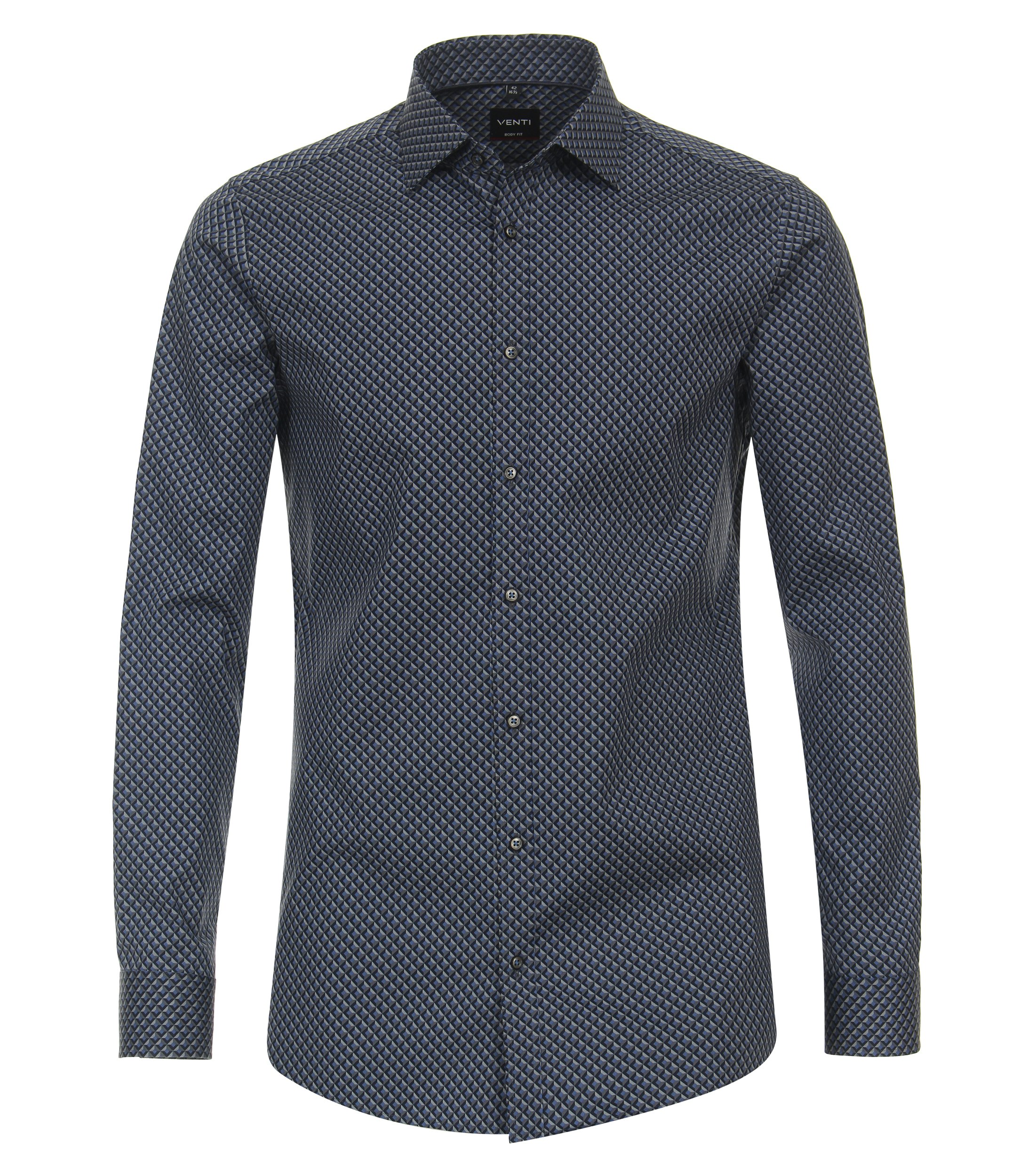 Ein Businesshemd im Print Muster in der Farbe dunkles Mittelblau