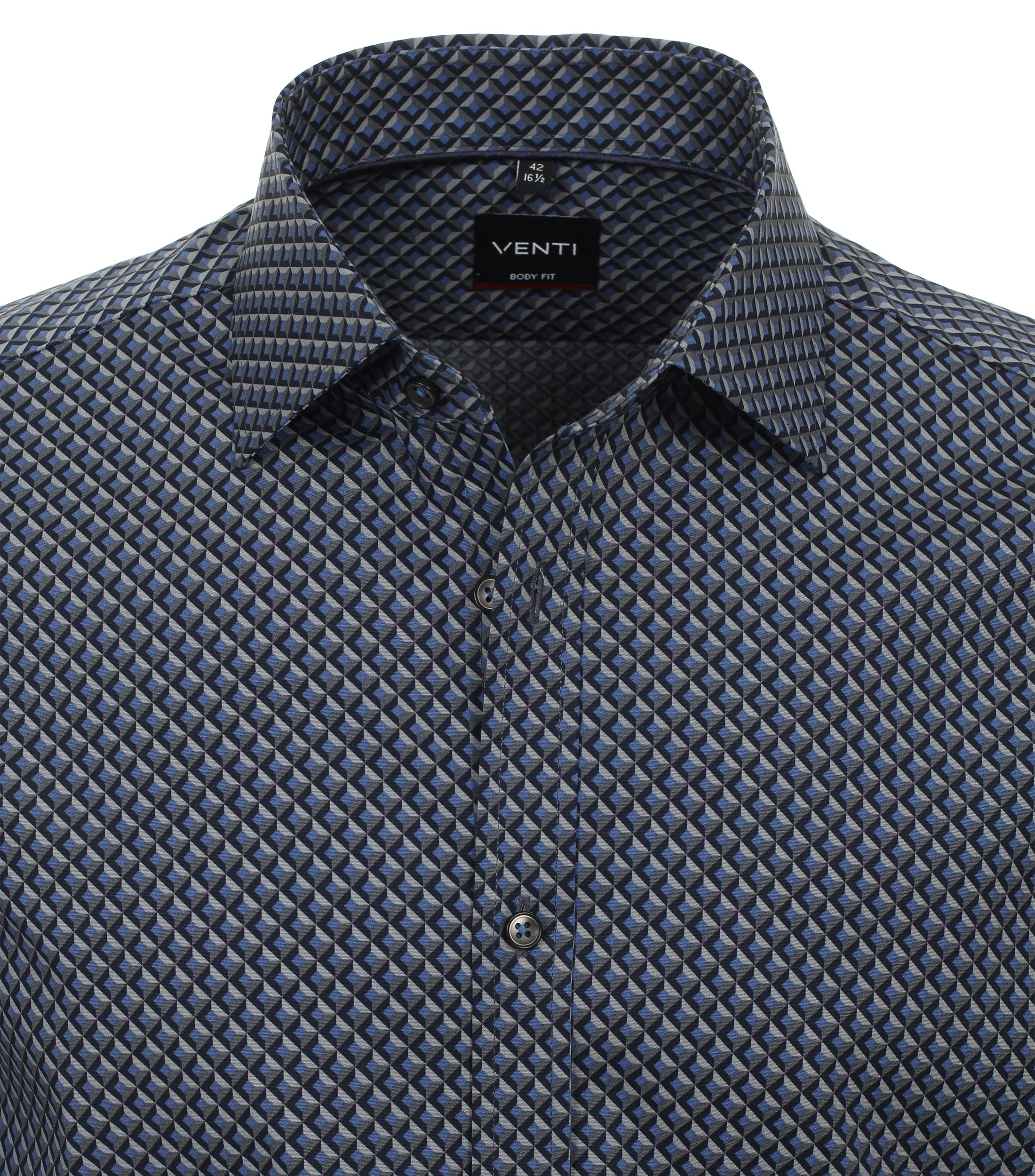 Ein Businesshemd im Print Muster in der Farbe dunkles Mittelblau