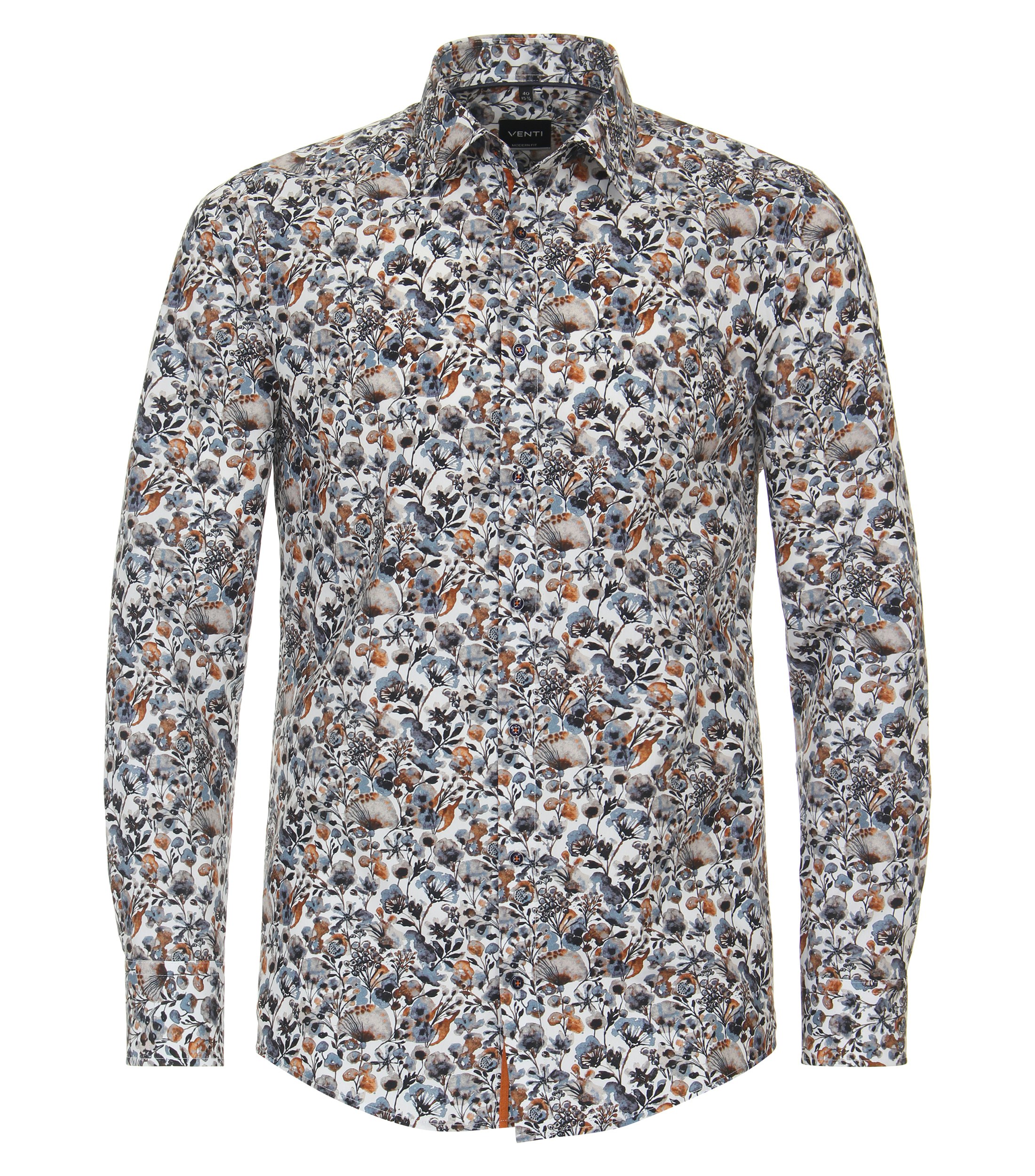 Ein Businesshemd im Print Muster in der Farbe Orange