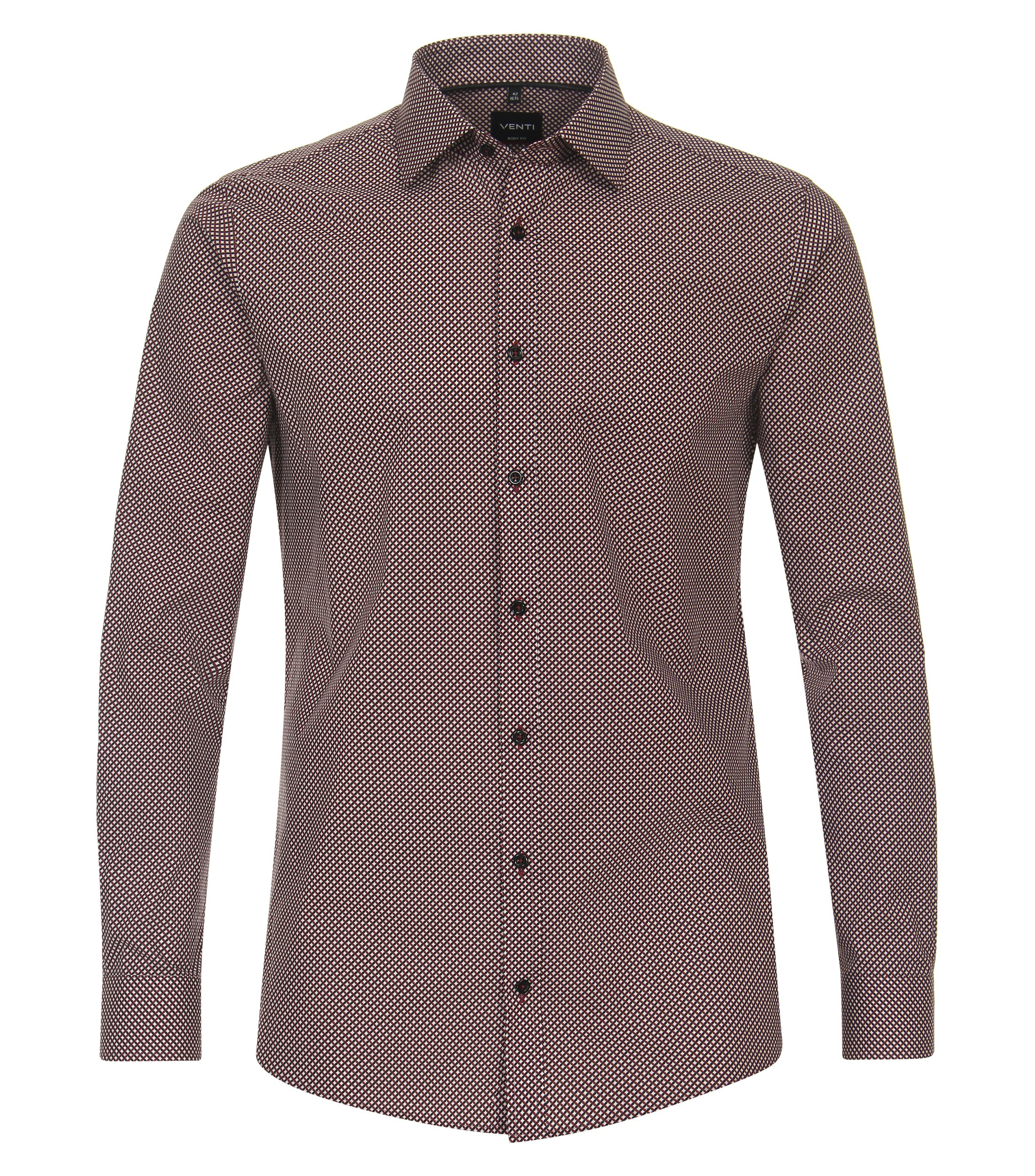 Ein Businesshemd im Print Muster in der Farbe Dunkelrot