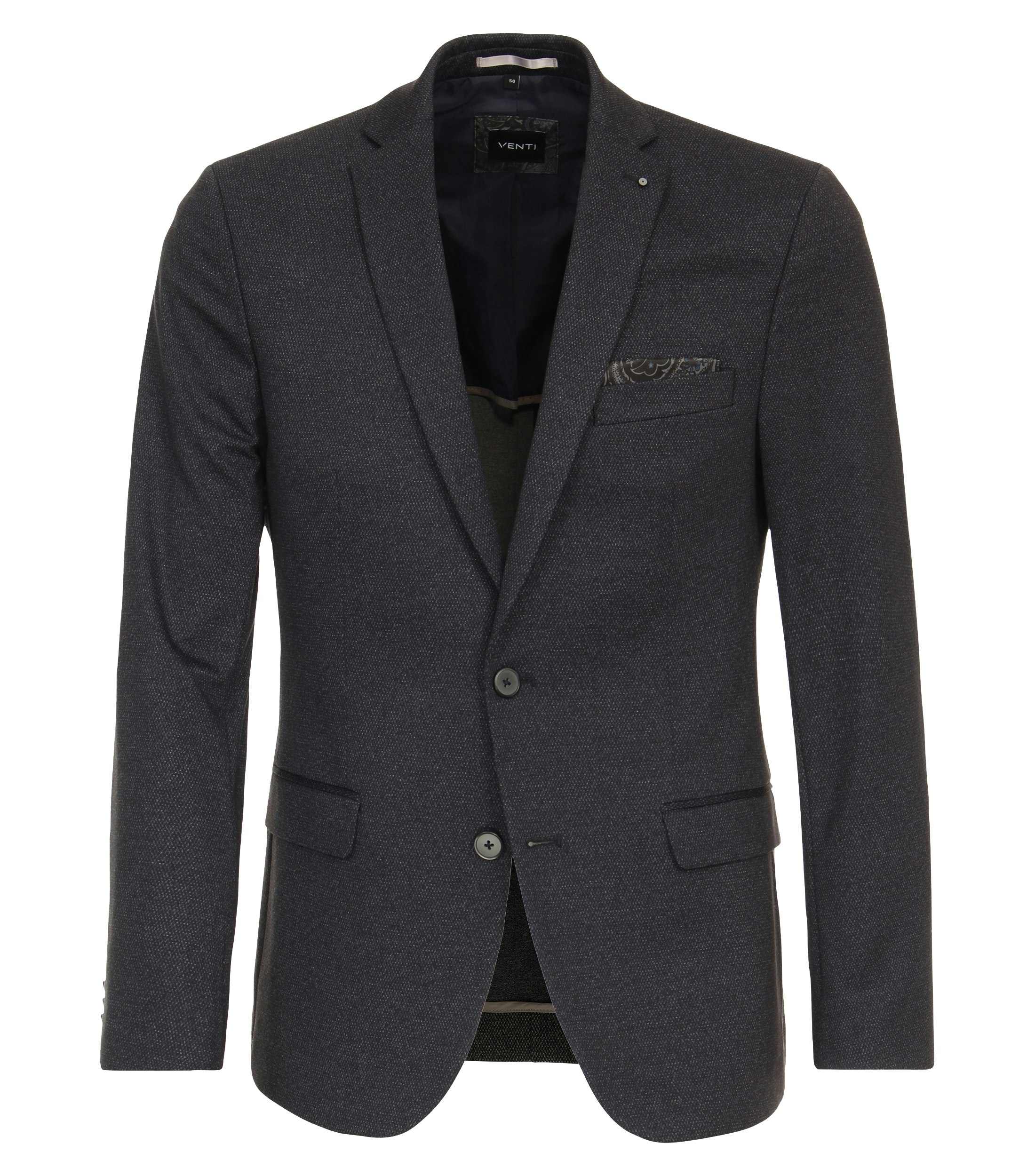 Ein Sakko im uni Muster in der Farbe graues Dunkelblau