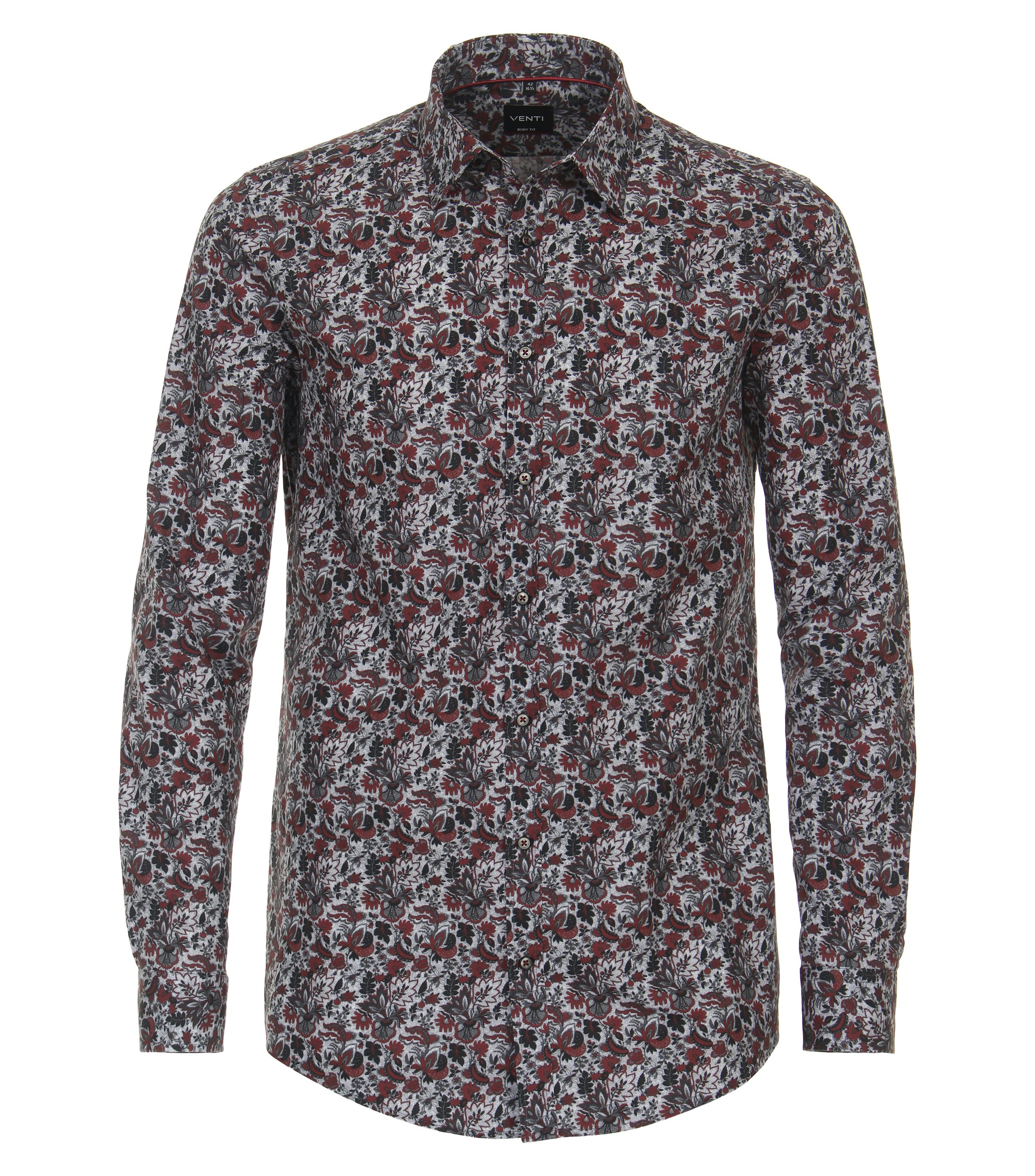 Ein Businesshemd im Print Muster in der Farbe Dunkelrot