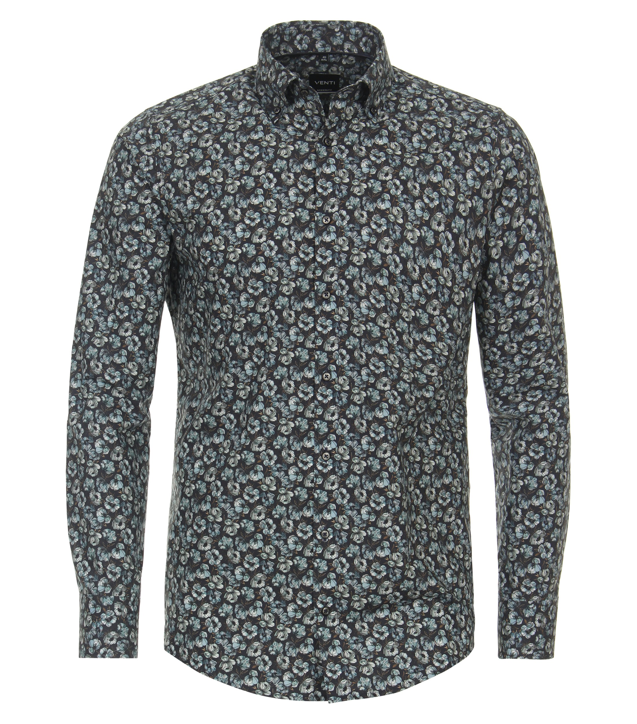 Ein Businesshemd im Print Muster in der Farbe Dunkelblau