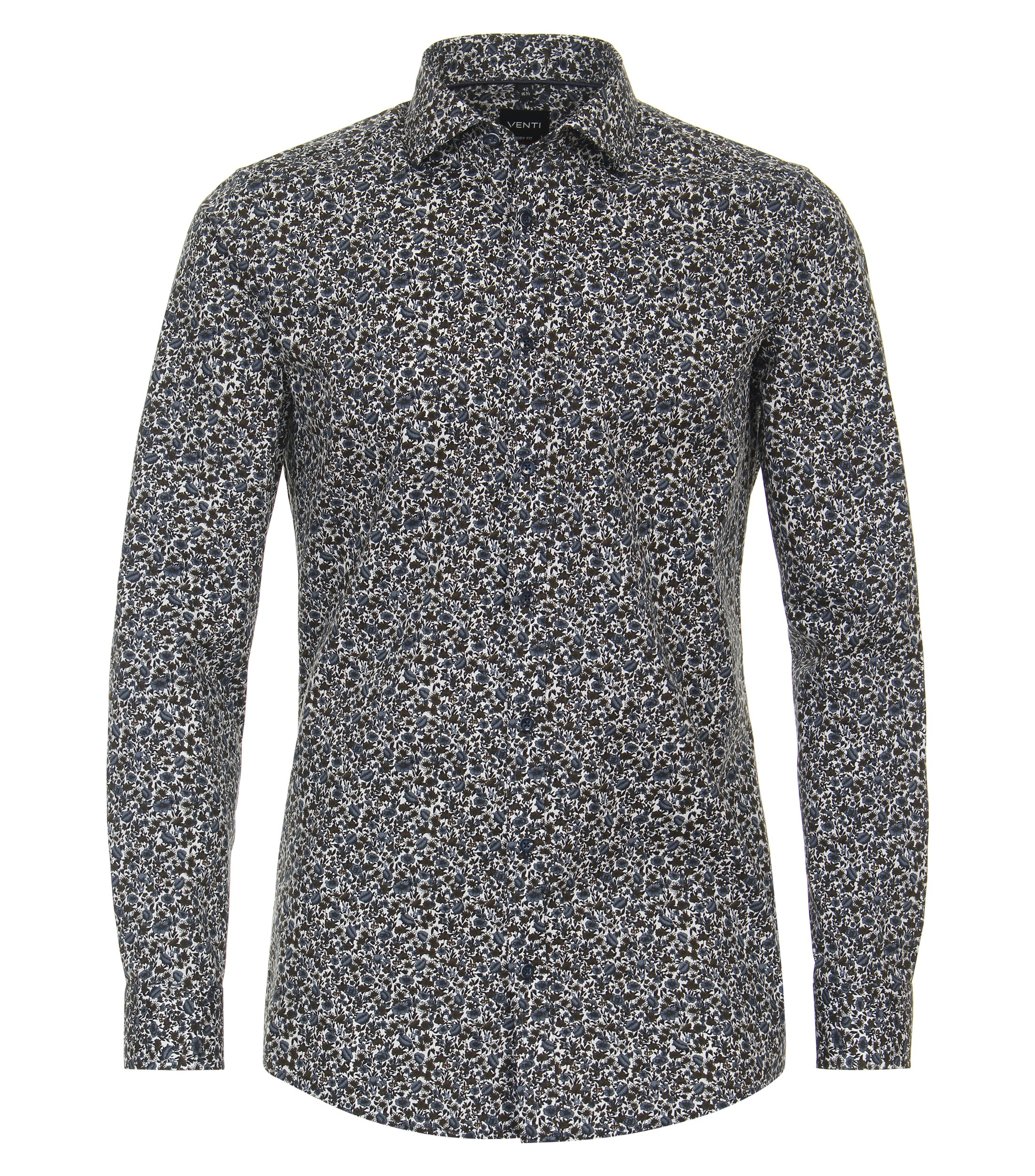 Ein Businesshemd im Print Muster in der Farbe Dunkelgrün