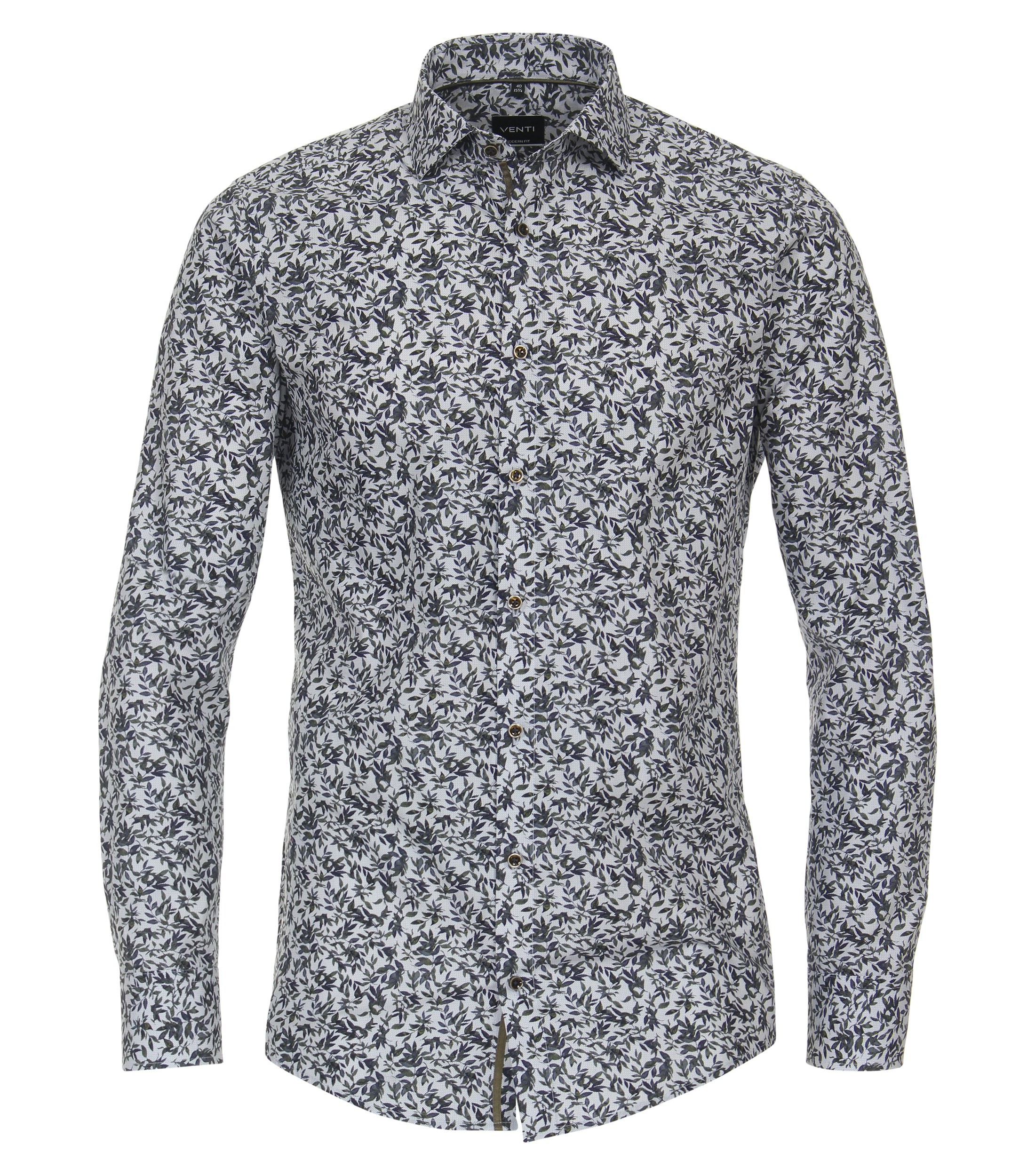 Ein Businesshemd im Print Muster in der Farbe Dunkelgrün