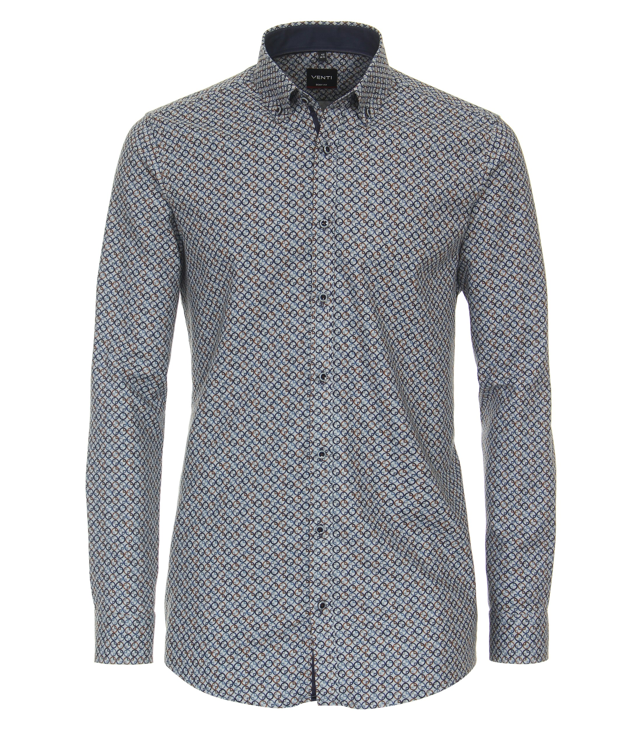 Ein Businesshemd im Print Muster in der Farbe Dunkelblau