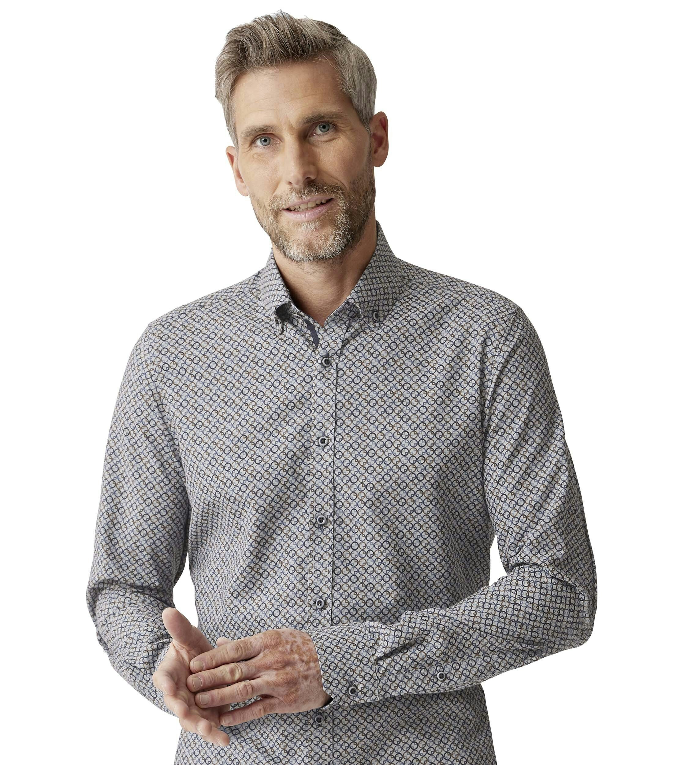 Ein Businesshemd im Print Muster in der Farbe Dunkelblau