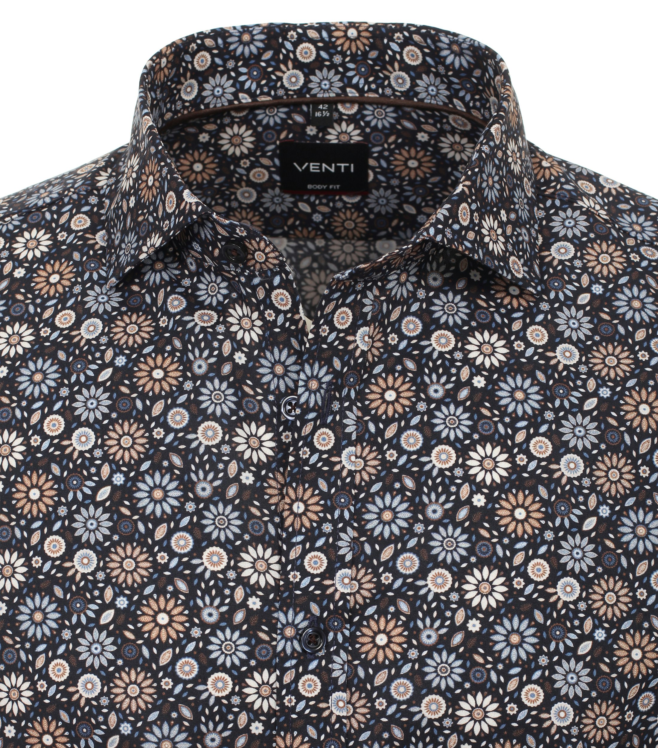 Ein Businesshemd im Print Muster in der Farbe Dunkelblau