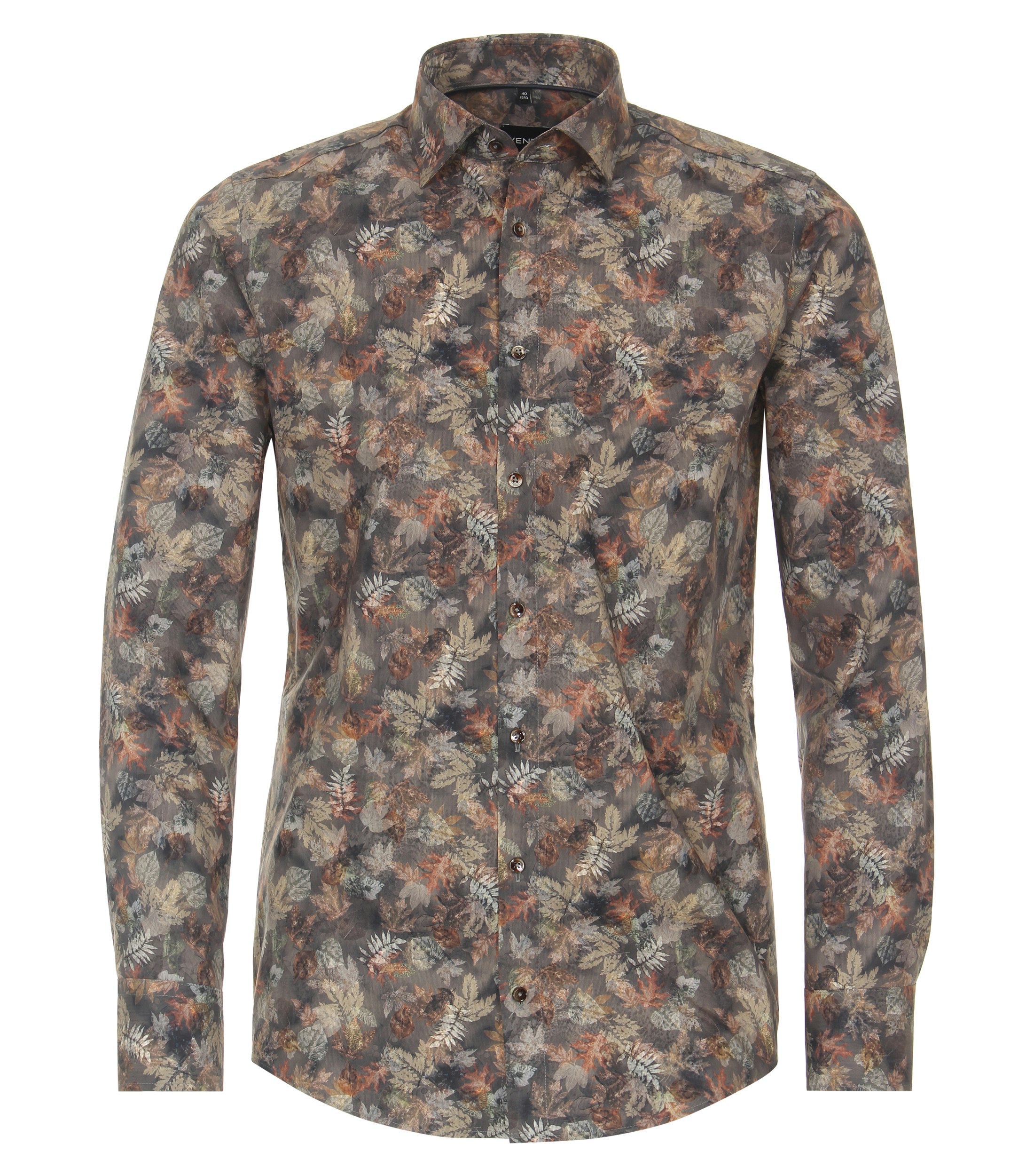 Ein Businesshemd im Print Muster in der Farbe Braun