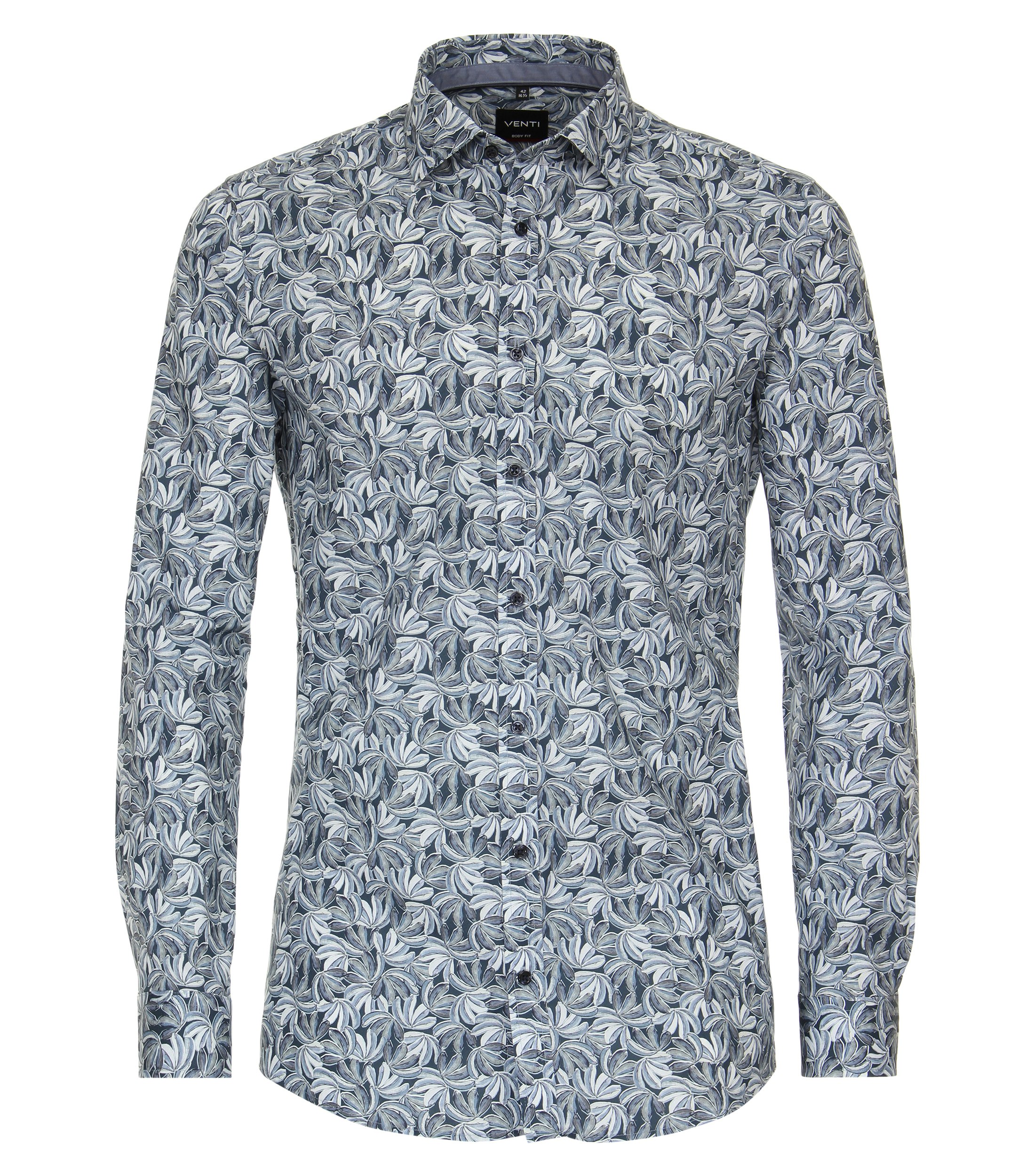 Ein Businesshemd im Print Muster in der Farbe Mittelblau