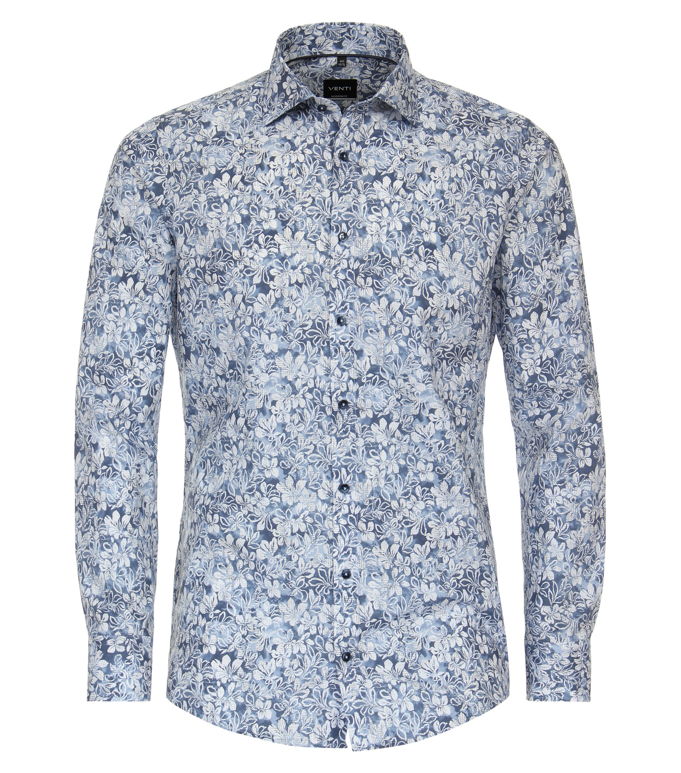 Ein Businesshemd im Print Muster in der Farbe Mittelblau