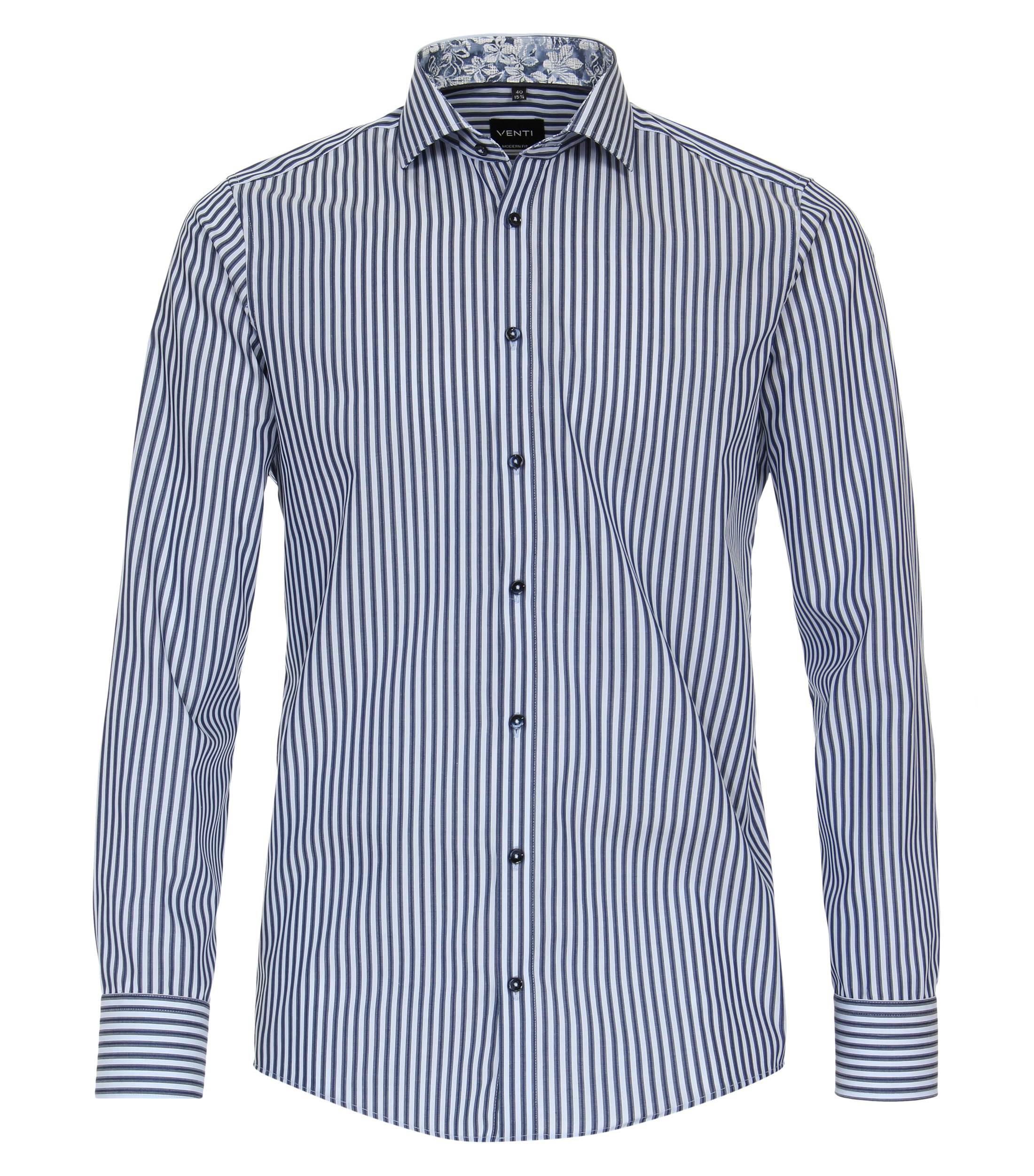 Ein Businesshemd im gestreift Muster in der Farbe Mittelblau