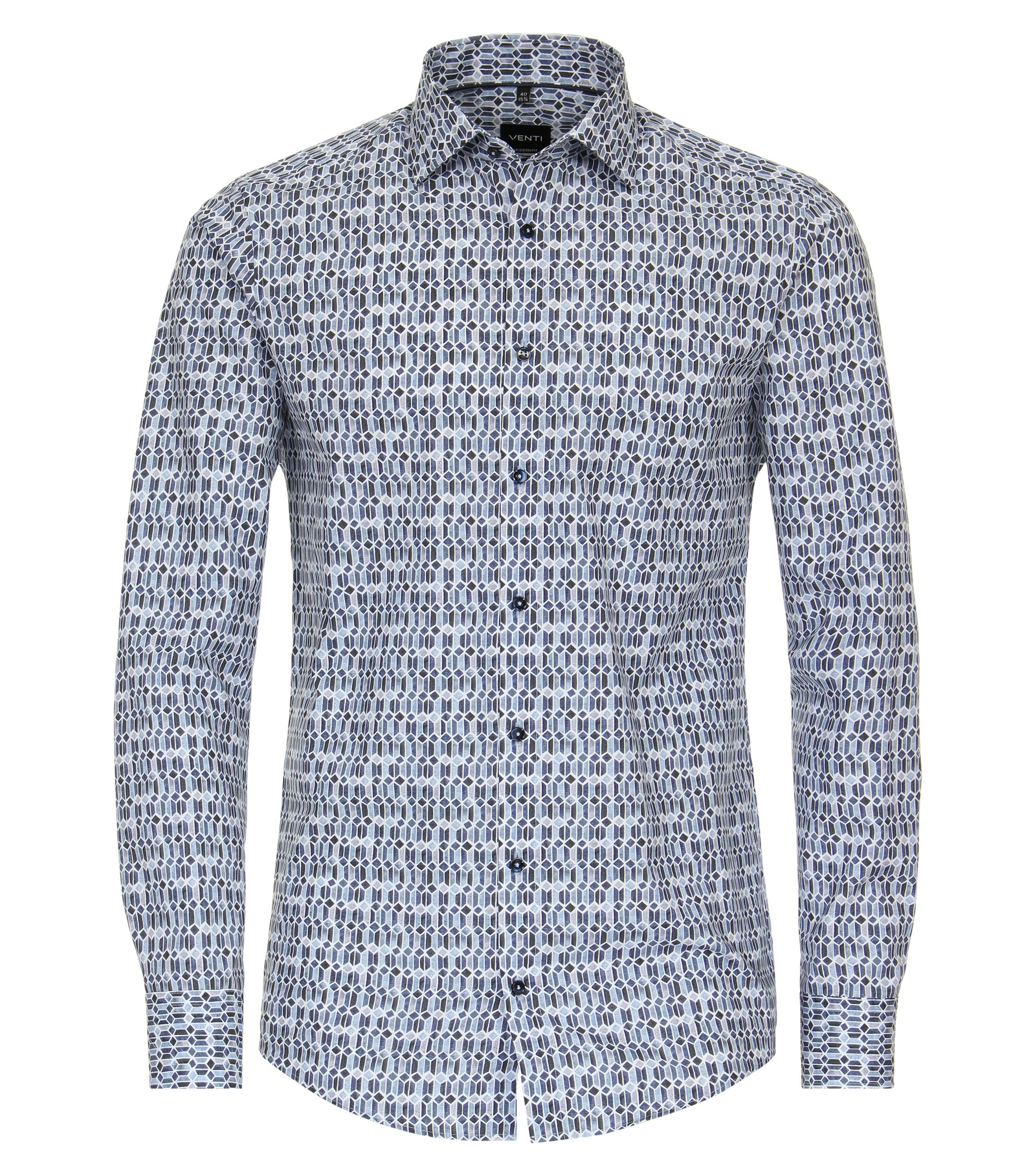 Ein Businesshemd im Print Muster in der Farbe Dunkelblau
