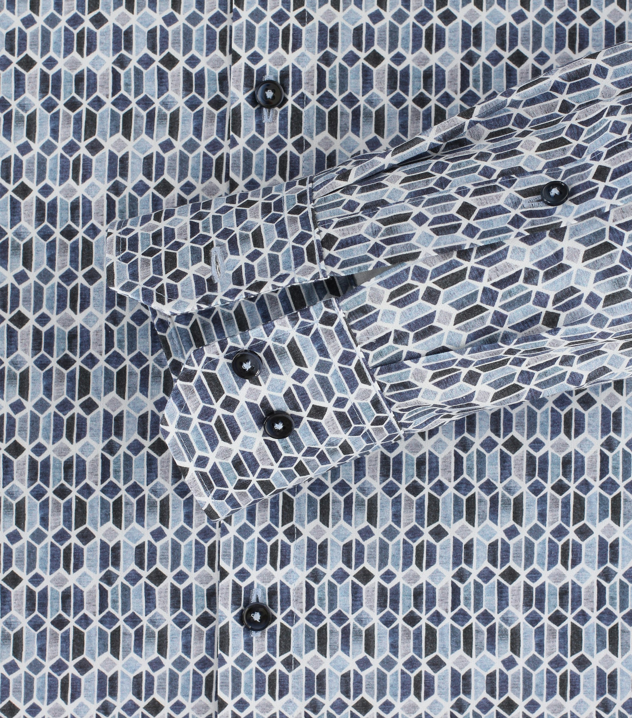 Ein Businesshemd im Print Muster in der Farbe Dunkelblau