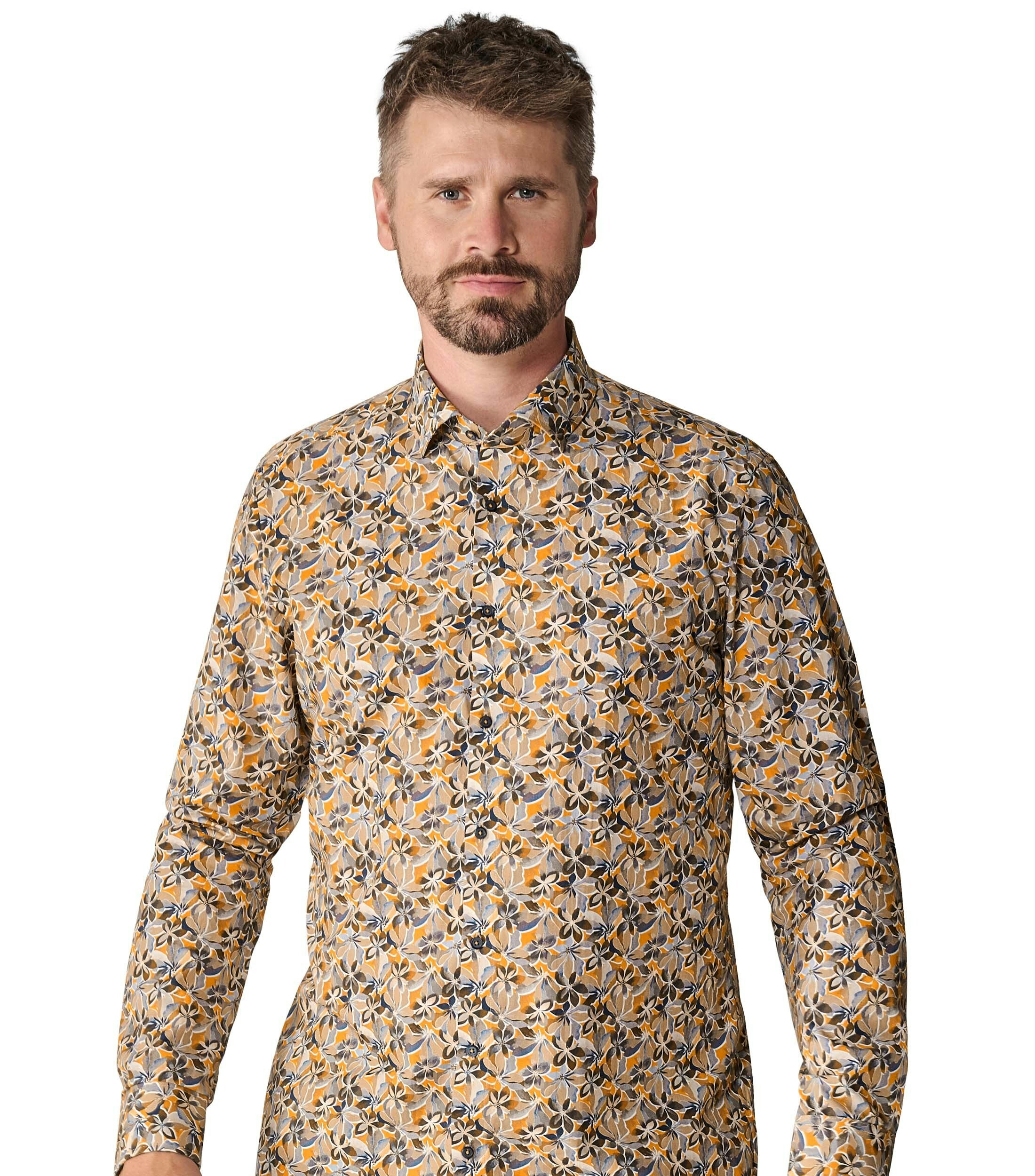 Ein Businesshemd im Print Muster in der Farbe Hellorange