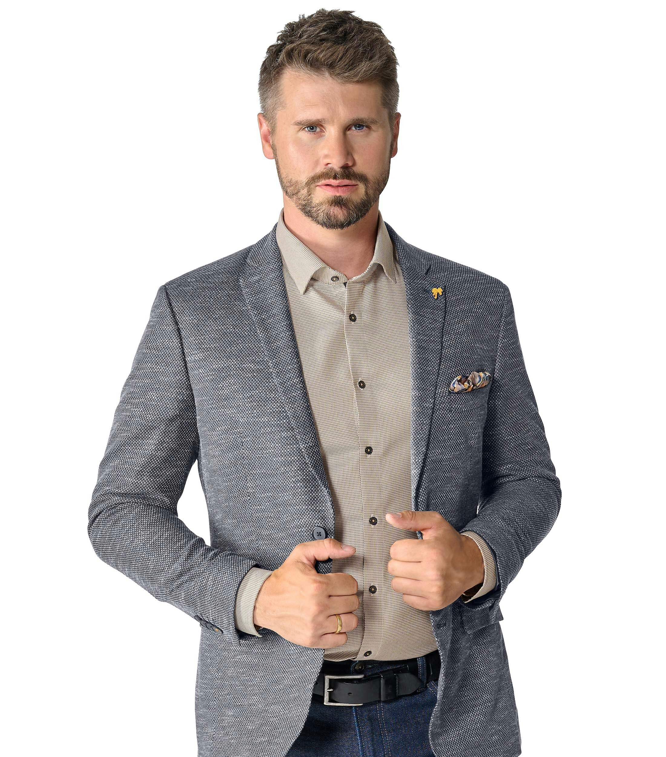 Ein Sakko im uni Muster in der Farbe graues Dunkelblau