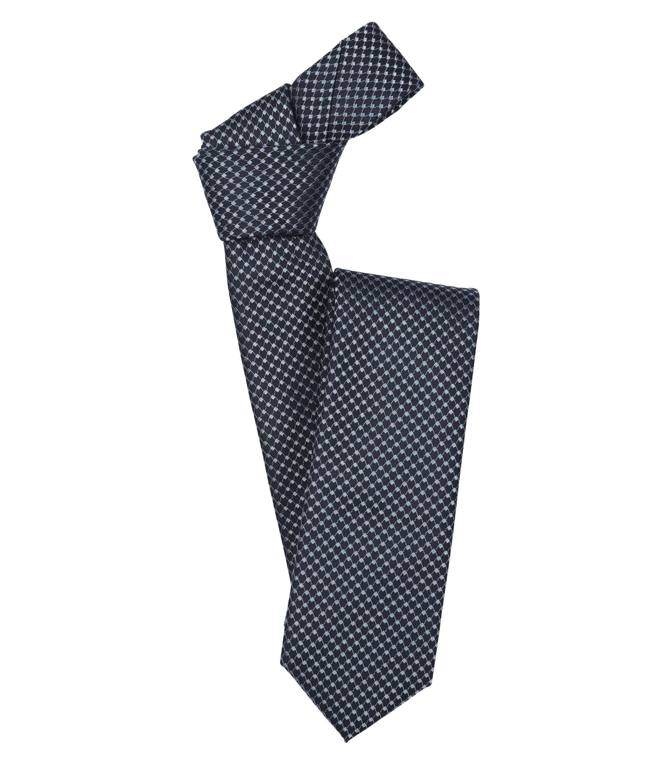 Ein Krawatte im gemustert Muster in der Farbe dunkles Mittelblau