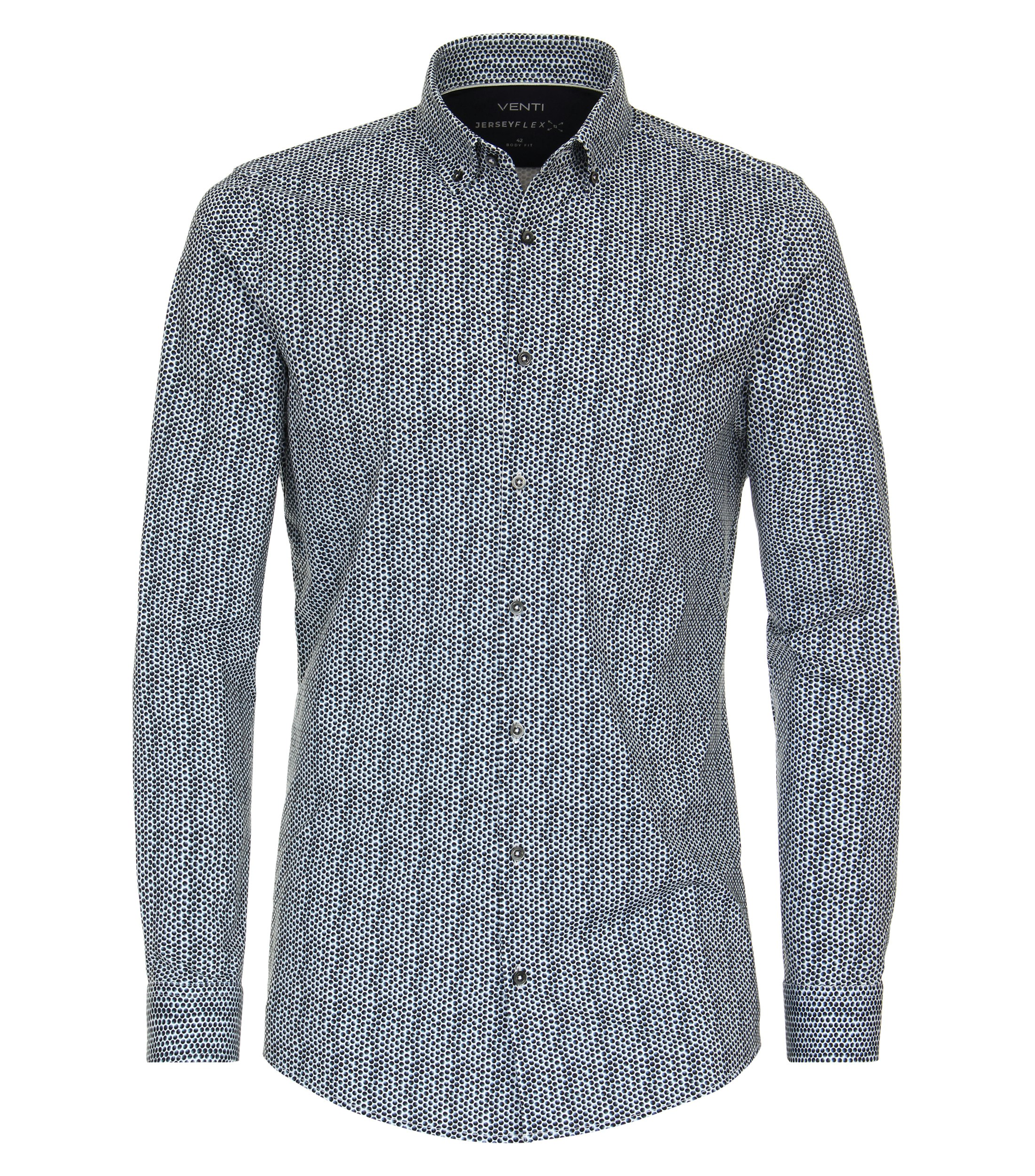 Ein Businesshemd im Print Muster in der Farbe dunkles Türkis