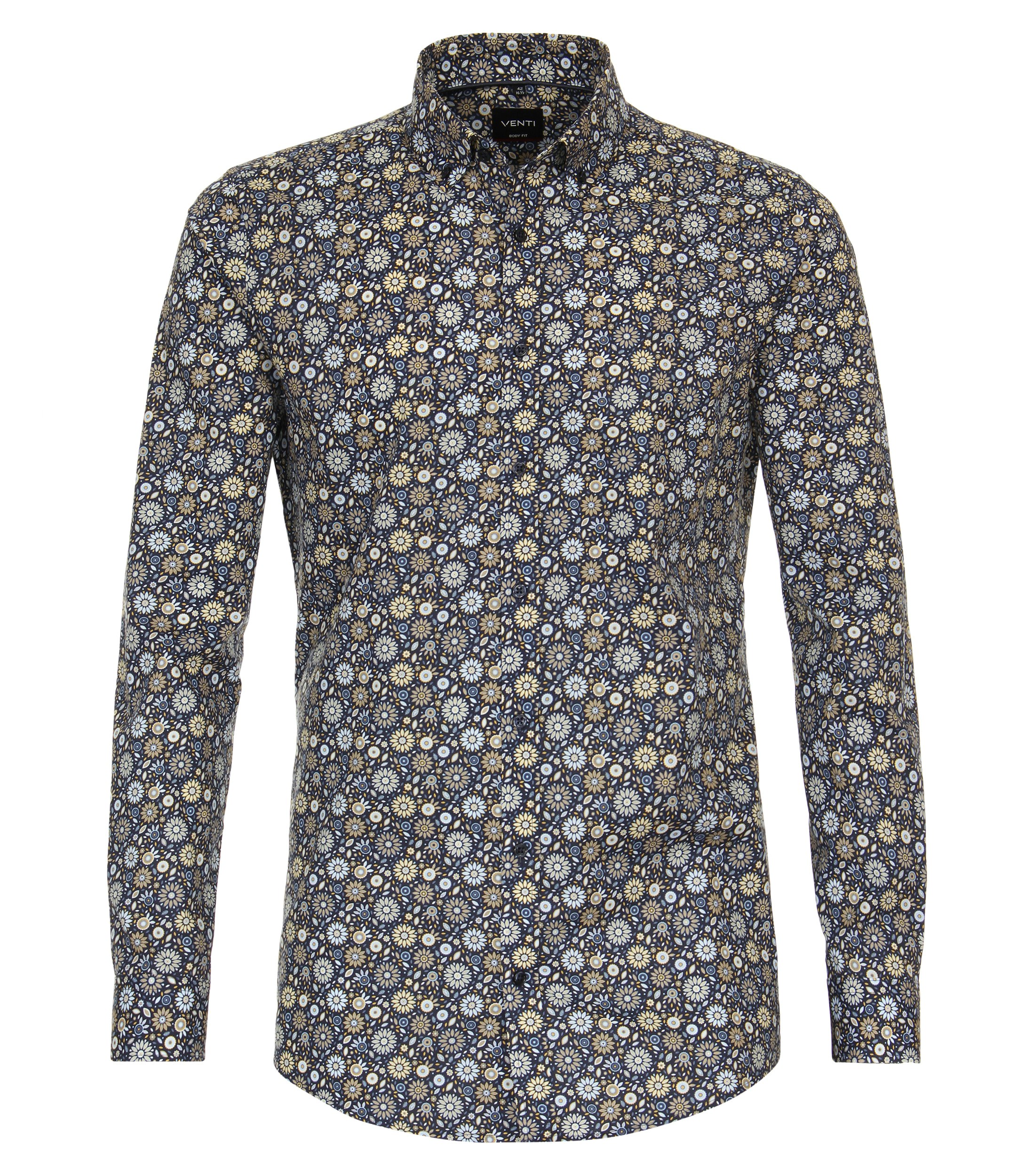 Ein Businesshemd im Print Muster in der Farbe Dunkelblau