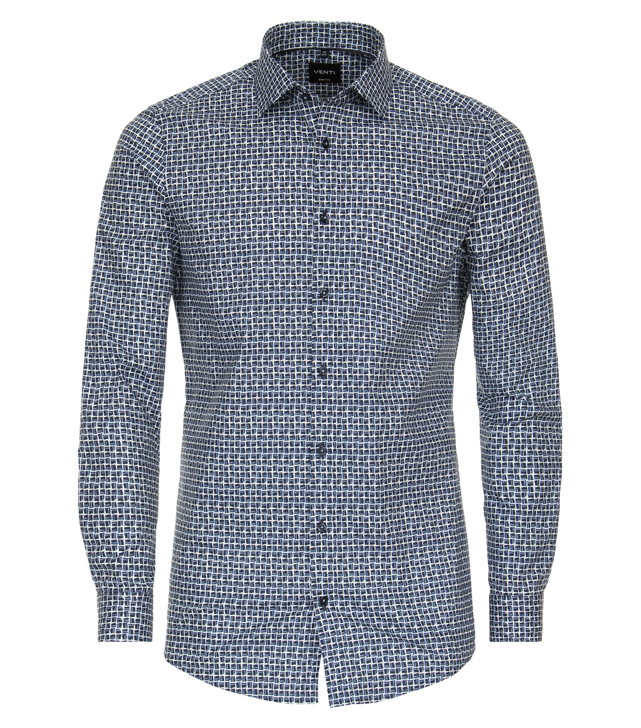 Ein Businesshemd im Print Muster in der Farbe Mittelblau