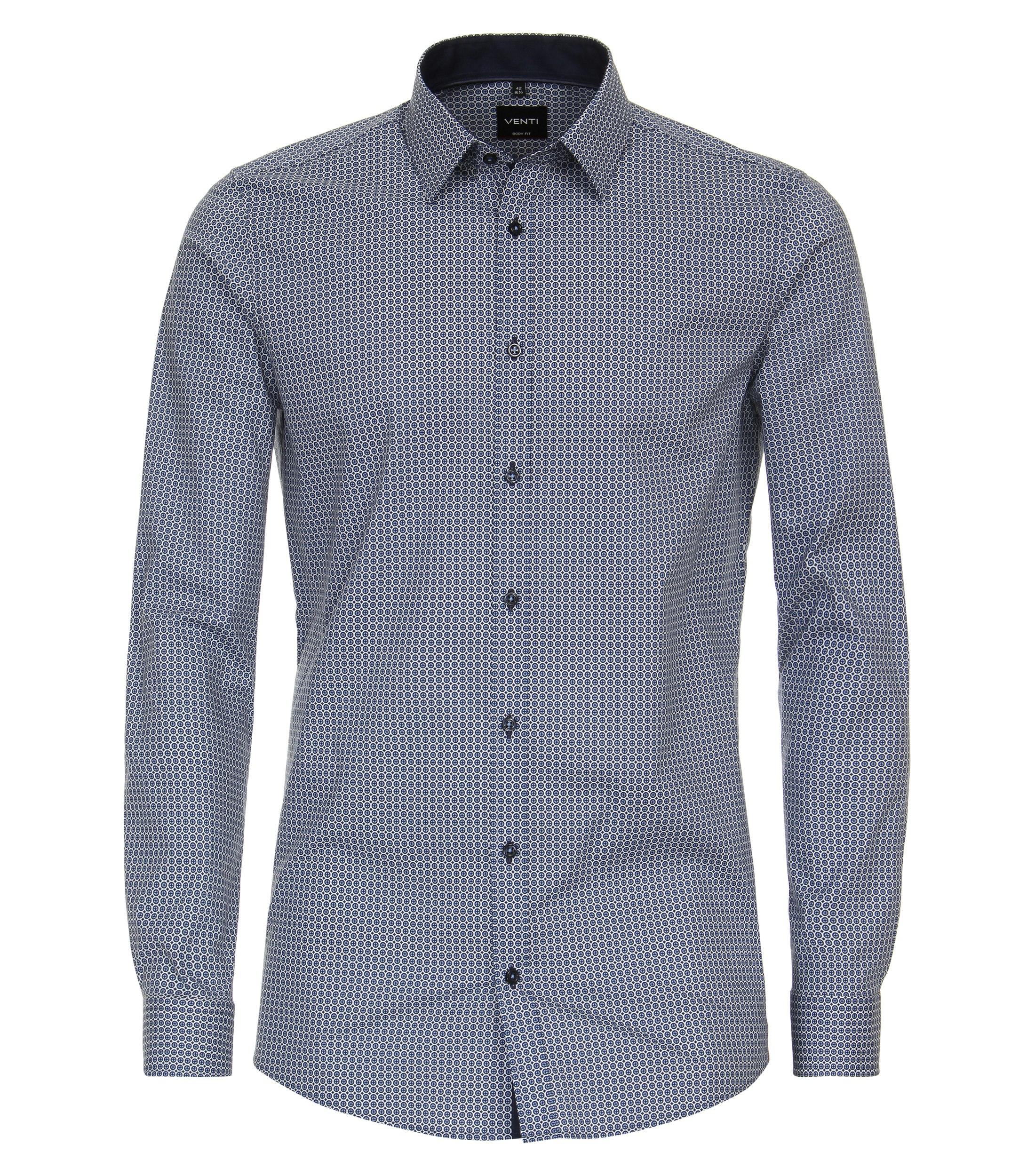 Ein Businesshemd im Print Muster in der Farbe Mittelblau