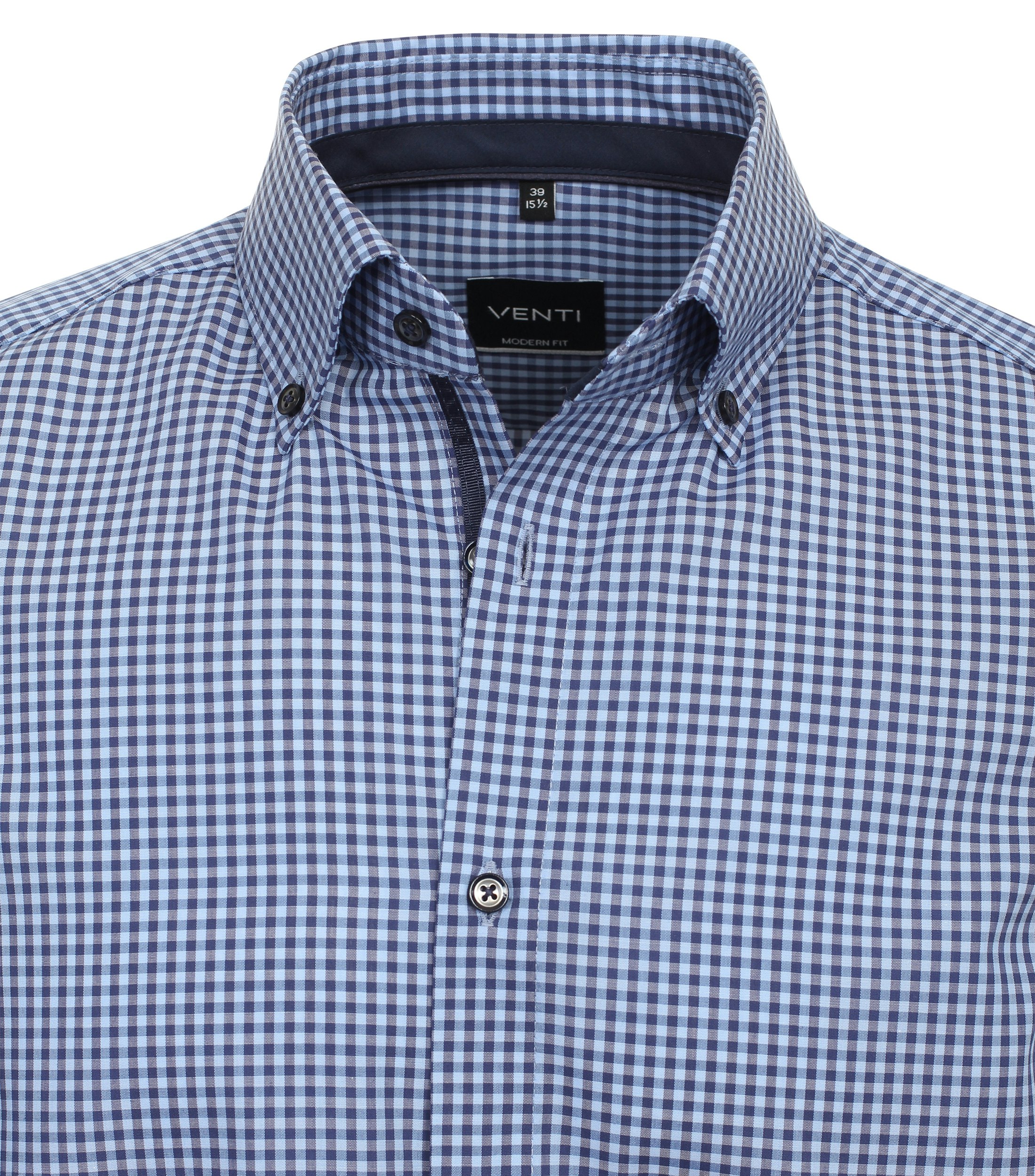 Ein Businesshemd im kariert Muster in der Farbe Mittelblau