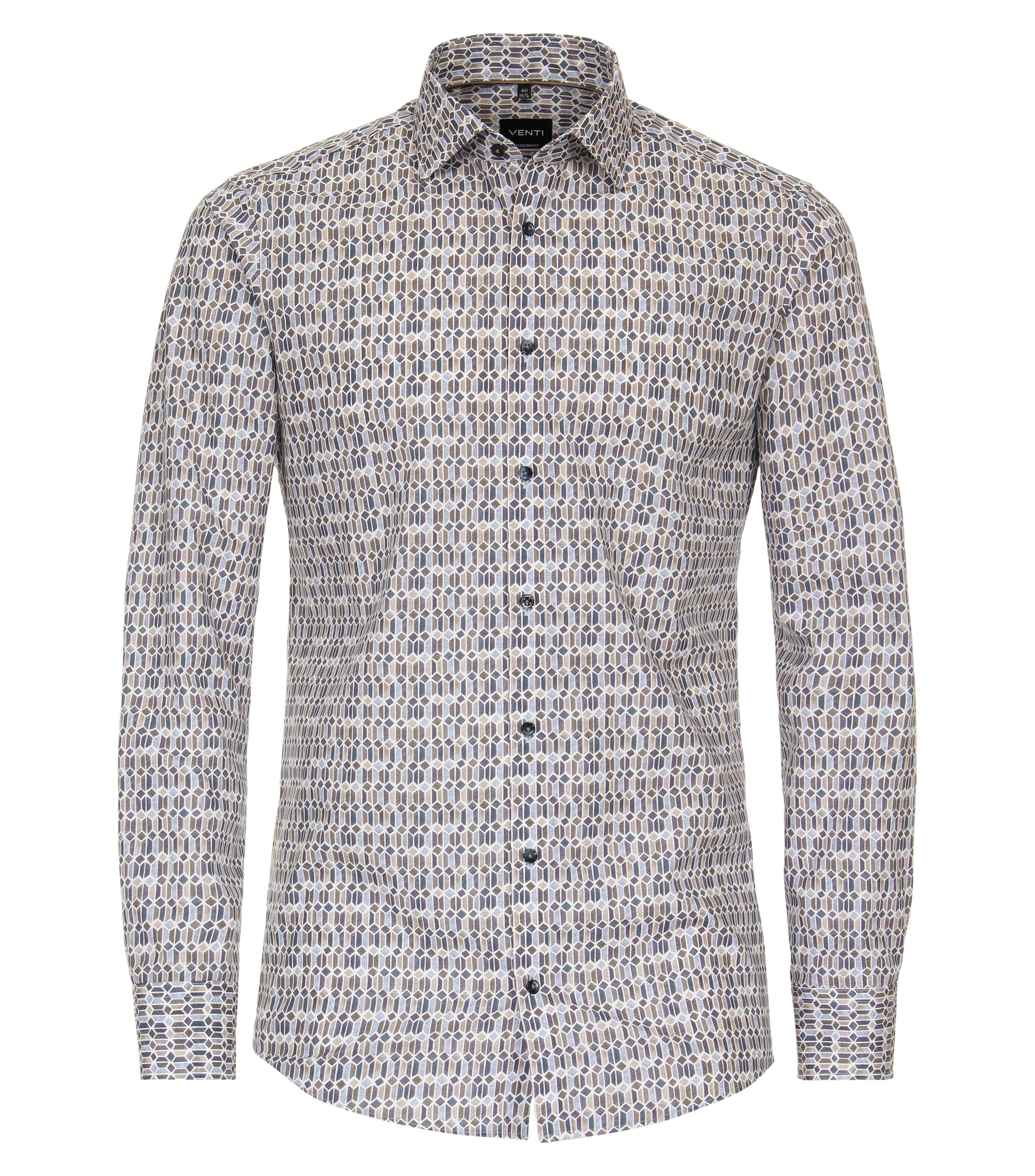 Ein Businesshemd im Print Muster in der Farbe Braun