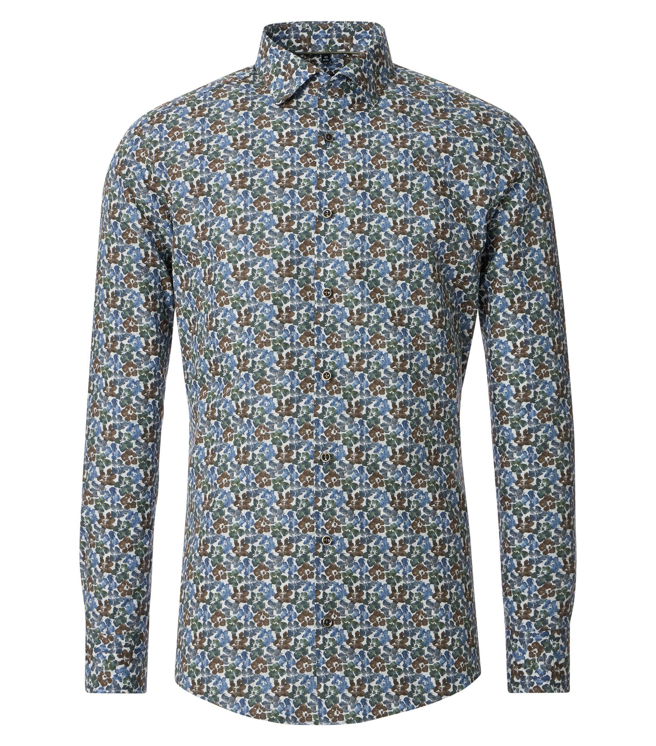 Ein Businesshemd im Print Muster in der Farbe Blau