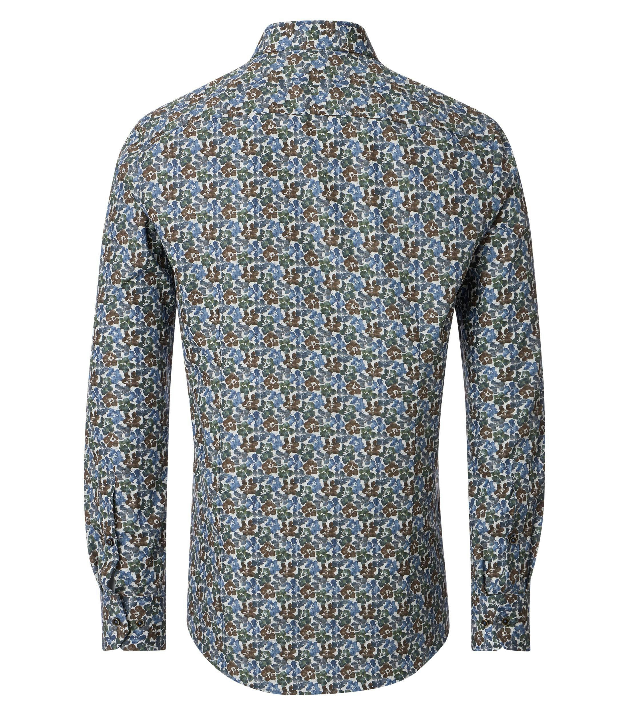 Ein Businesshemd im Print Muster in der Farbe Blau