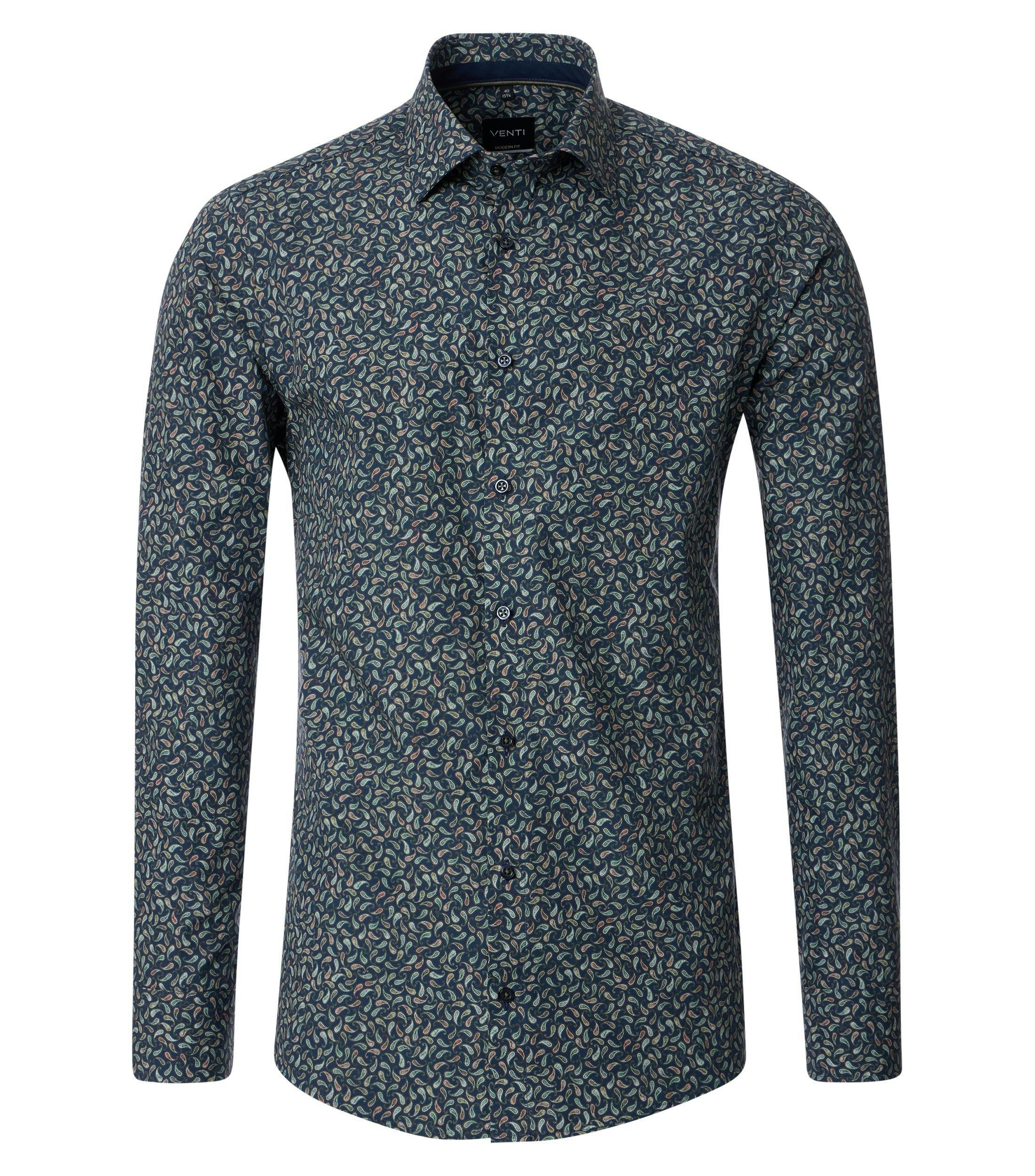 Ein Businesshemd im Print Muster in der Farbe Dunkelblau